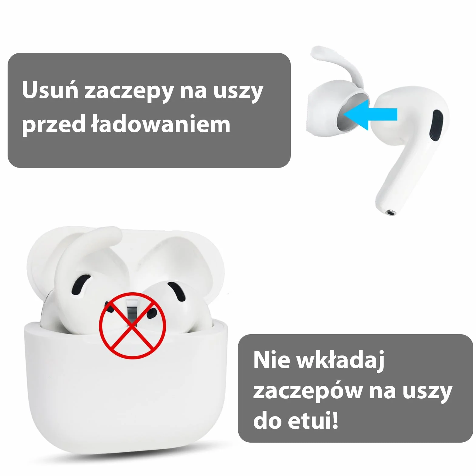 Adhiper 3 pary pokrowców na słuchawki AirPods 4 [nie pasują do etui ładującego], antypoślizgowe, odporne na upadki silikonowe zaczepy na ucho, kompatybilne z AirPods 4. generacji (białe)