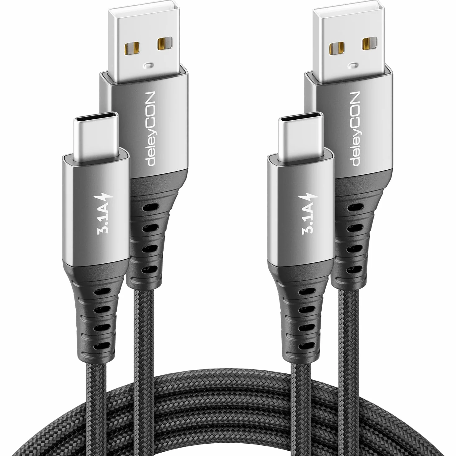 deleyCON Kabel USB-C 3,1A 1m USB-A do USB-C Ładowanie i Dane