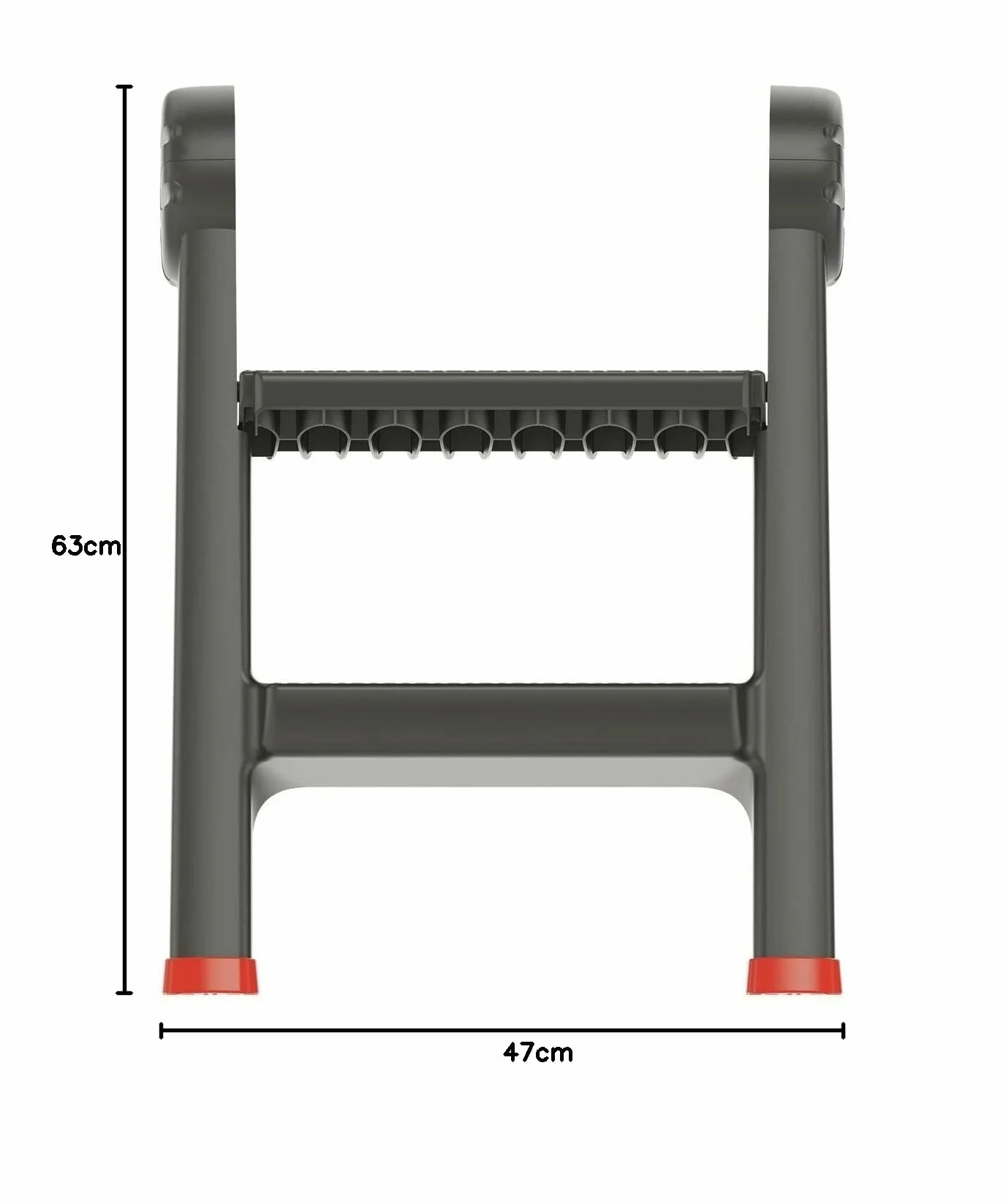 Kistenberg Składana drabina z 2 stopniami (dostęp po obu stronach, składana, obciążenie 150 kg, z antypoślizgowymi nóżkami, tworzywo sztuczne, 470 x 435 x 630 mm)