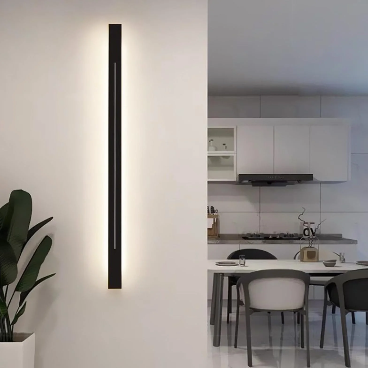 LED Kinkiety ścienne nowoczesne minimalistyczne długie kinkiety metalowe akrylowe wewnętrzne oświetlenie do sypialni nocnej salonu schody korytarz (czarny neutralny światło, 180 cm)