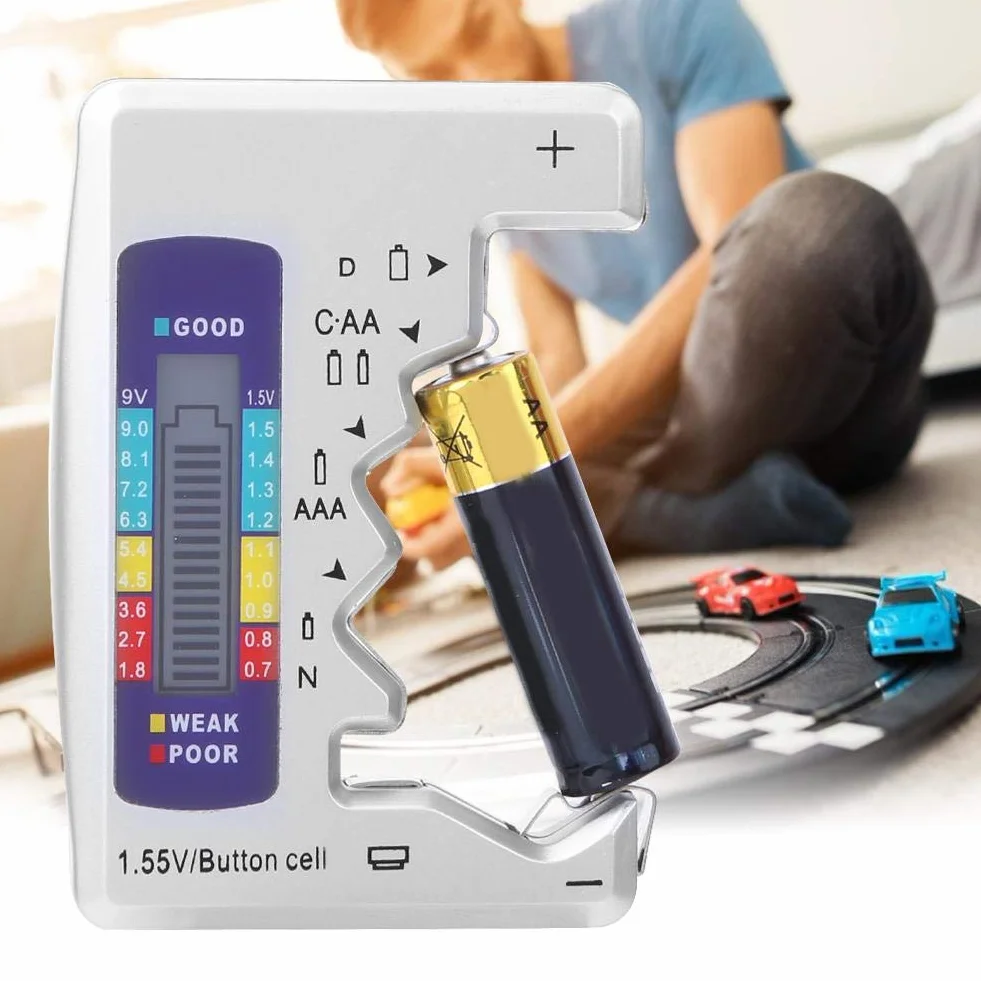 Uniwersalny cyfrowy tester baterii LCD do D C AA AAA 9V 1.5V
