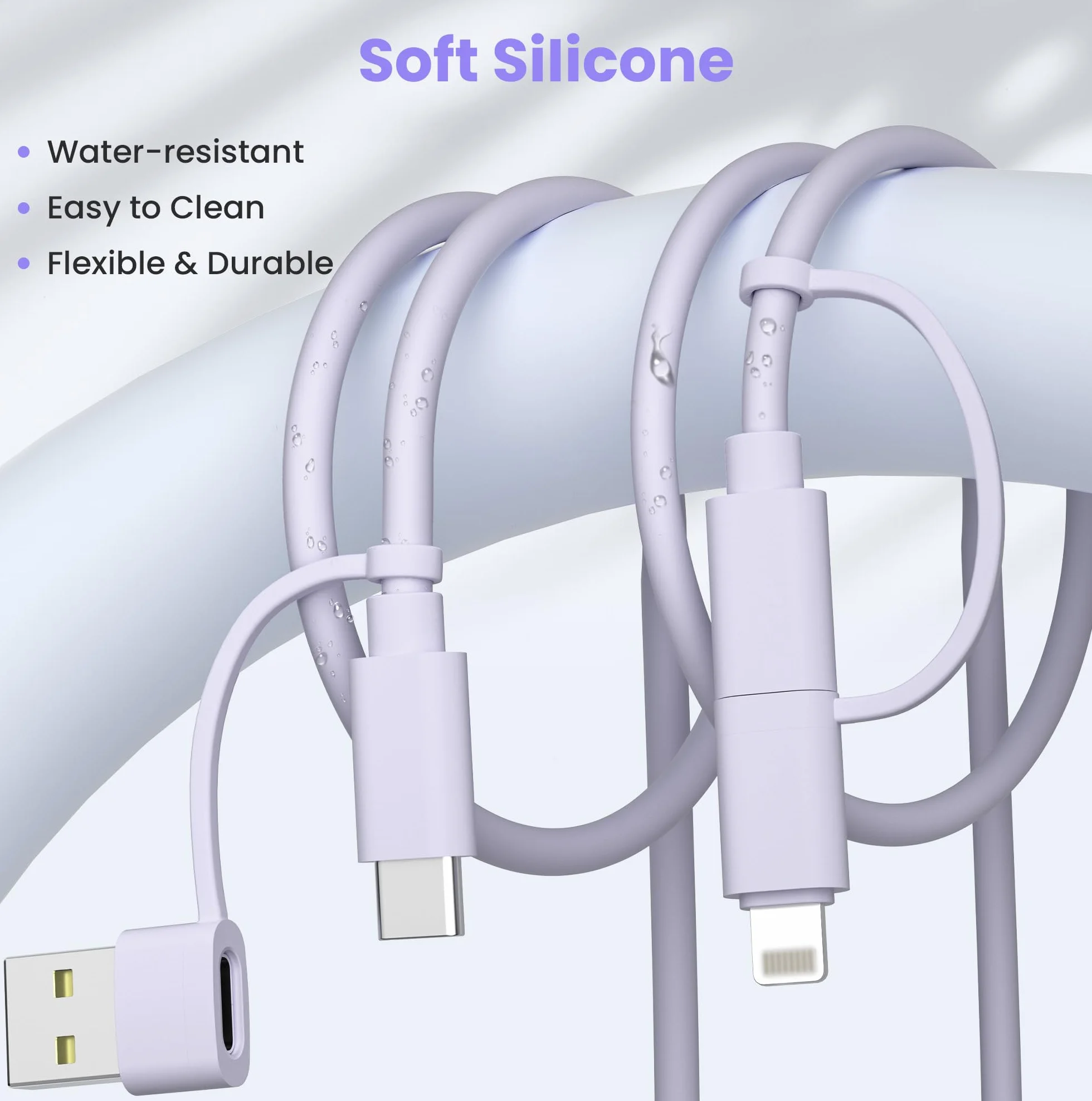 Elebase iPhone Air Kabel do ładowania,Multi 4 w 1 Uniwersalny Kabel 2M,USB Typu C Lightning do Szybki ładowania Kompatybilny z New Apple 15 14 13 12 Xr Xs Plus Mini,iPad 10 9 8,Mini 7 6,Air 5 4