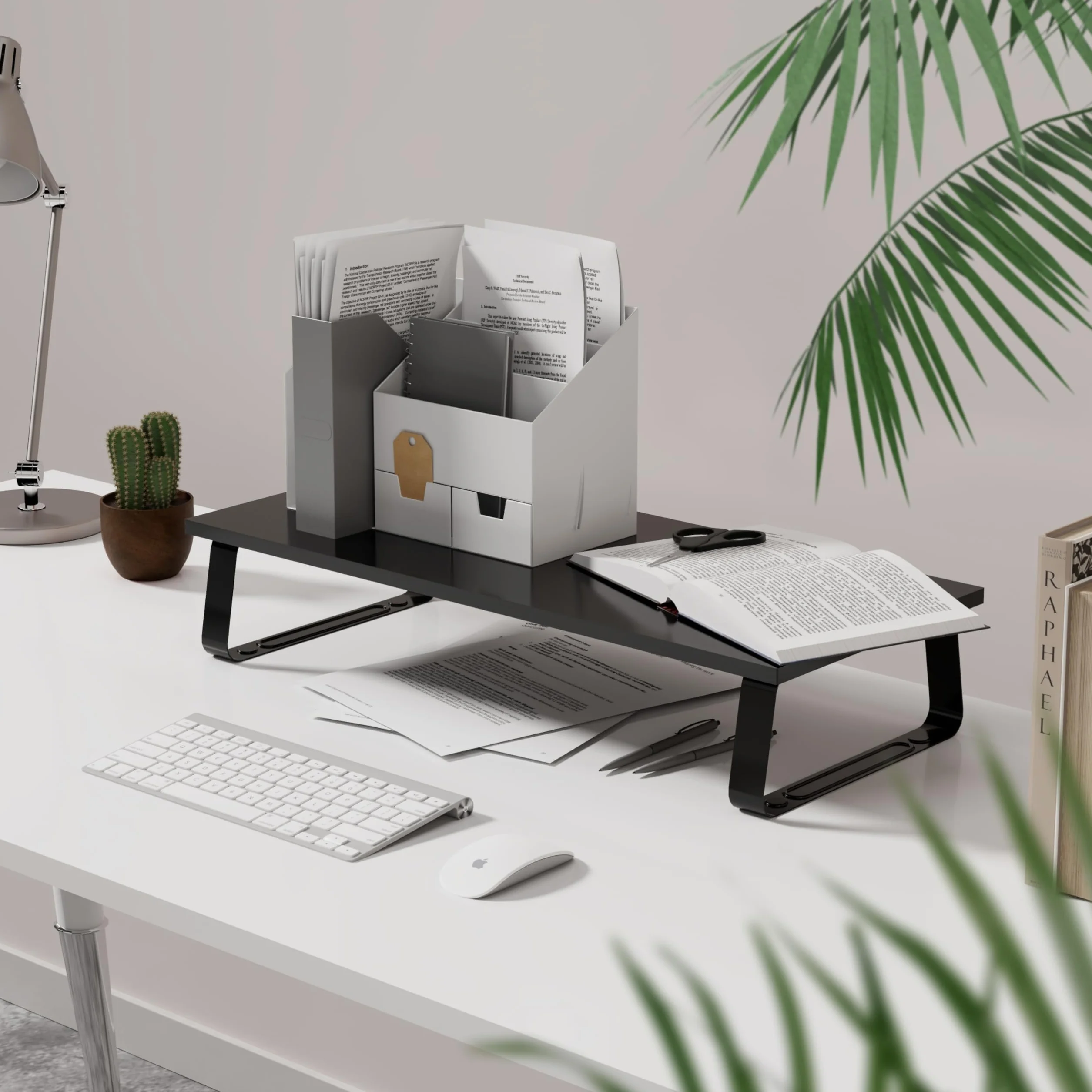 RICOO FS011 nakładka na biurko stojak na monitory komputerowe 60x26x12 cm podstawka pod monitor