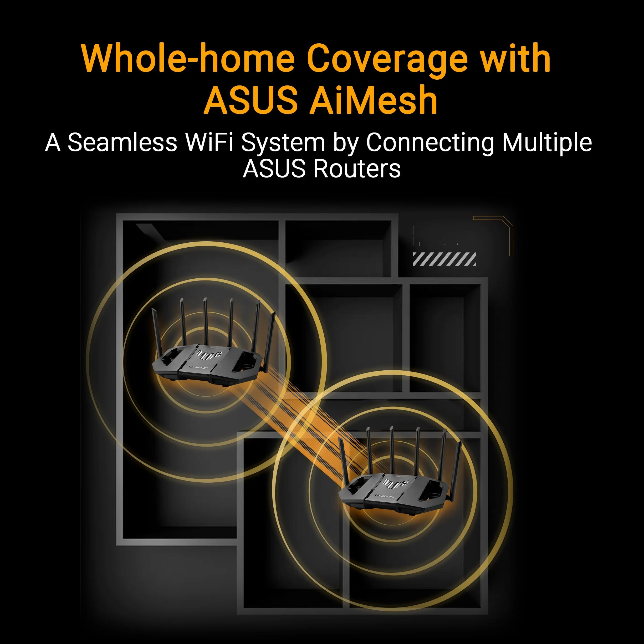 ASUS TUF Gaming BE9400 Tri Band WiFi 7 (802.11be) Extendable Router gamingowy (cztery porty 2.5G, 3-stopniowe przekierowanie portów, Smart Home Master, obsługa AiMesh i AiProtection dla bezpieczeństwa