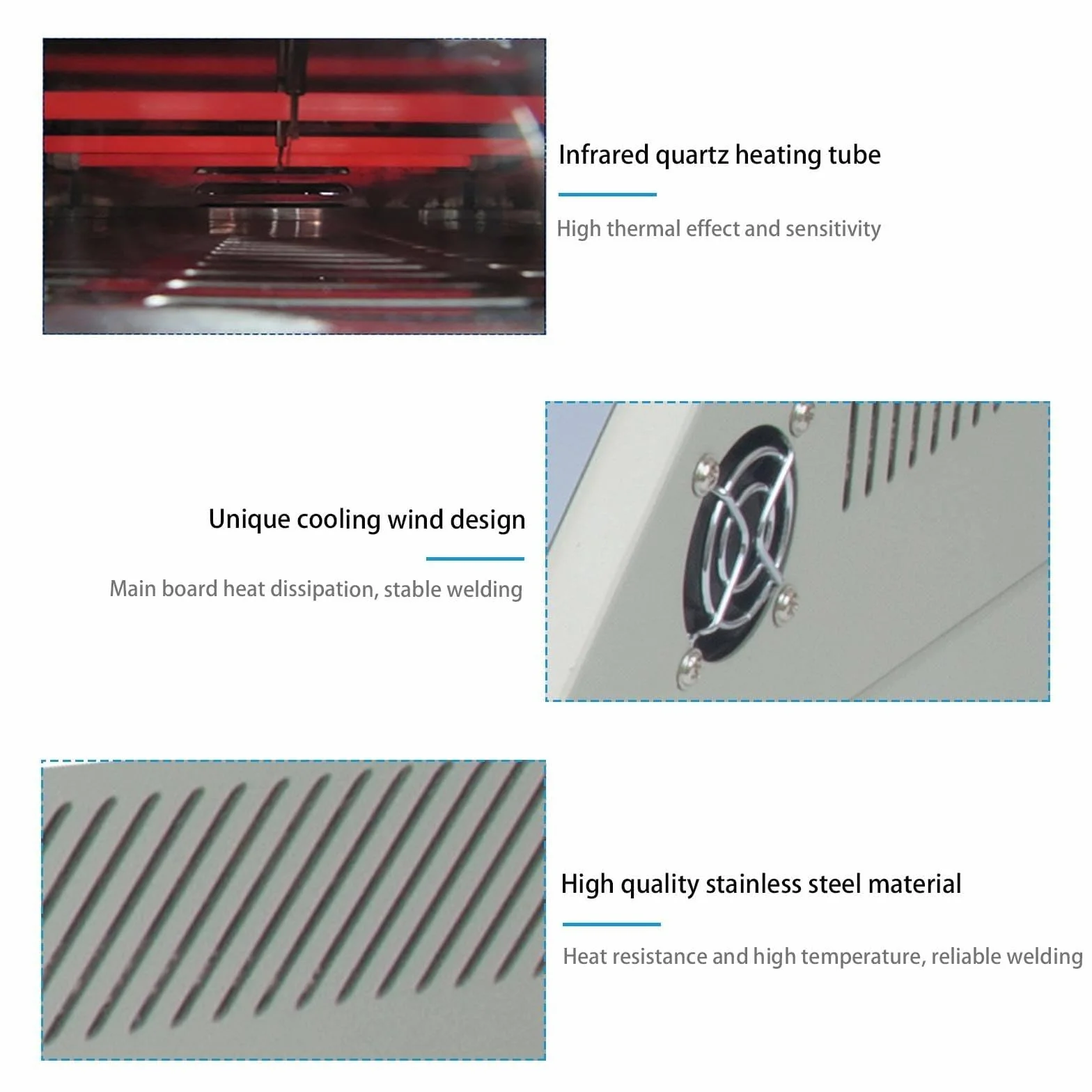Stacja lutownicza 800 W, piekarnik wstępny z 8 profilami temperatury, T962-V2.0, czas cyklu 1-8 minut, 220 V, 7,1 x 9,2 cala do naprawy układu scalonego