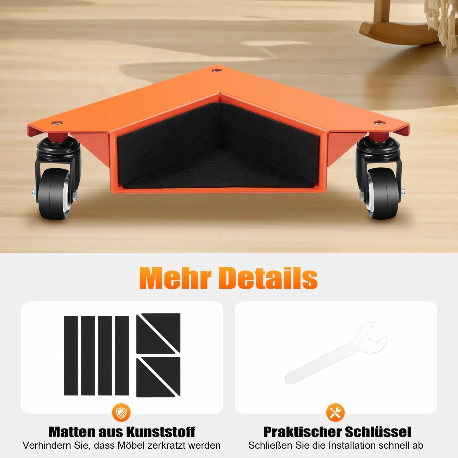 Zestaw 4 rolek meblowych, kółek do dużych obciążeń, rolki transportowe, do mebli paletowych 639 kg, rolki transportowe, rolki transportowe do mebli paletowych