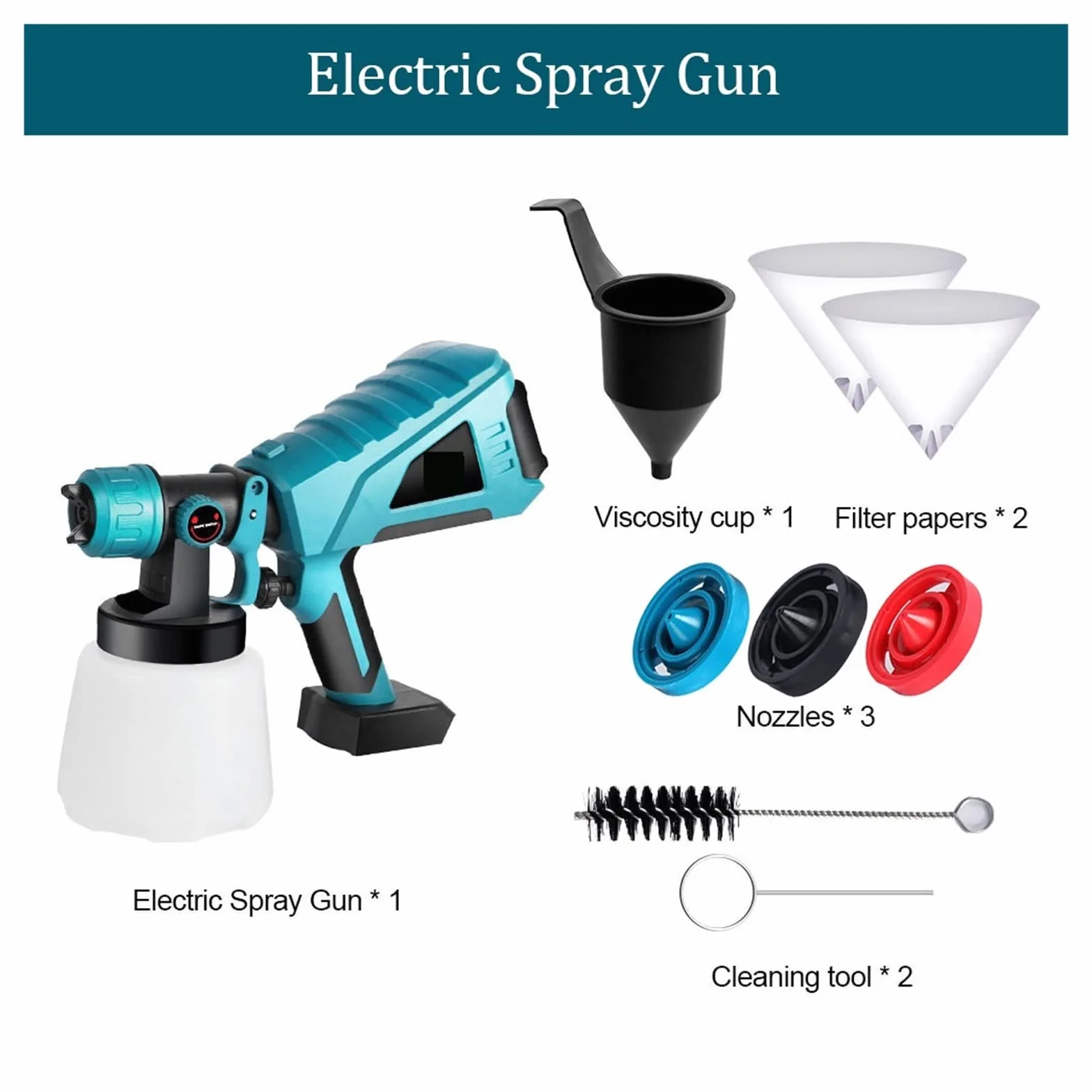 Pistolet natryskowy, Elektryczny Pistolet Natryskowy. Opryskiwacz Do Farb Domowych O Dużej Mocy. 3 Dysze O Pojemności 1000 ML.