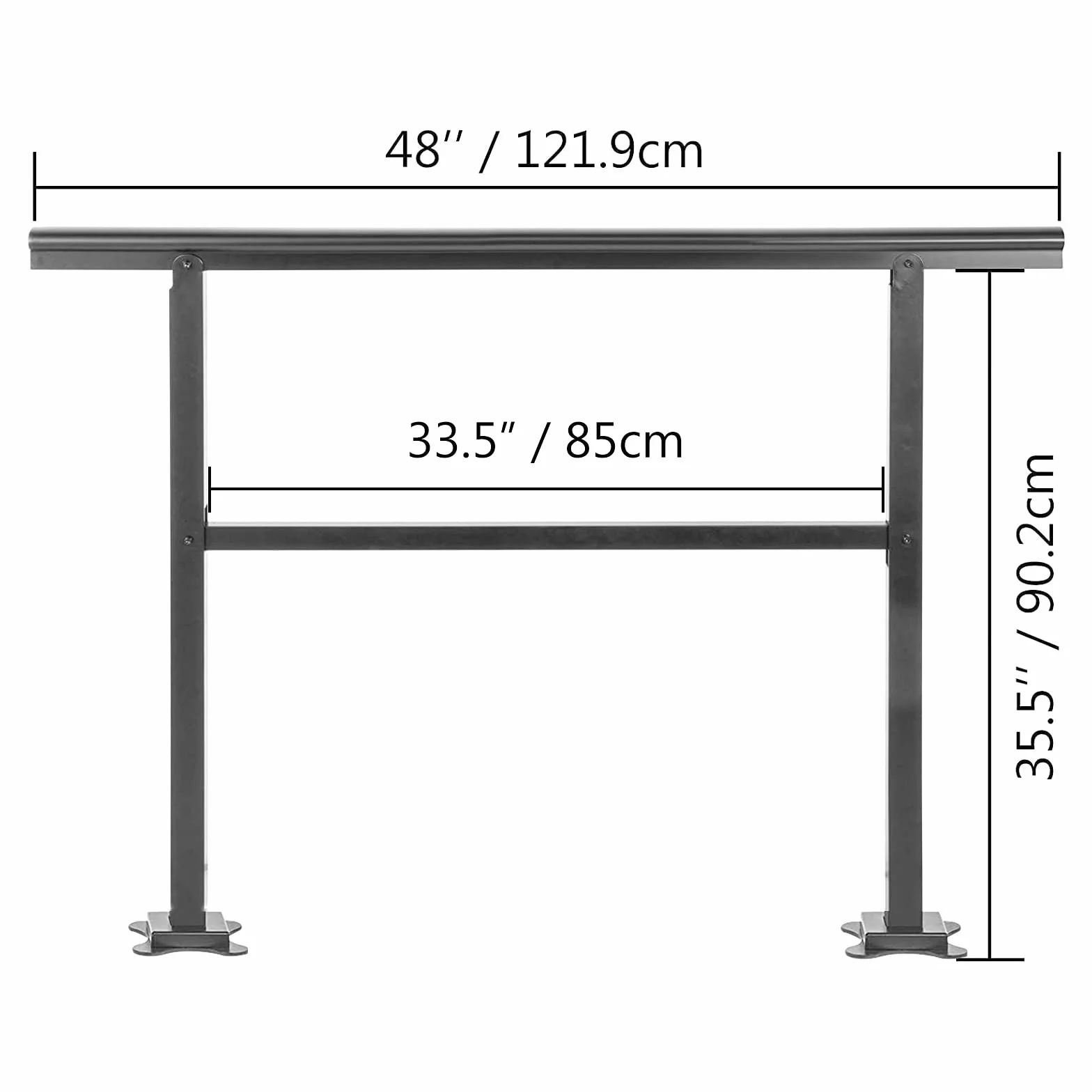 VEVOR Poręcze Schody 121,9 x 90,2 cm, balustrady schodów aluminiowych/żelaznych, poręcze zewnętrzne o grubości 2 mm, poręcze do 1, 2 lub 3 kroków, regulowany zakres, kolor czarny