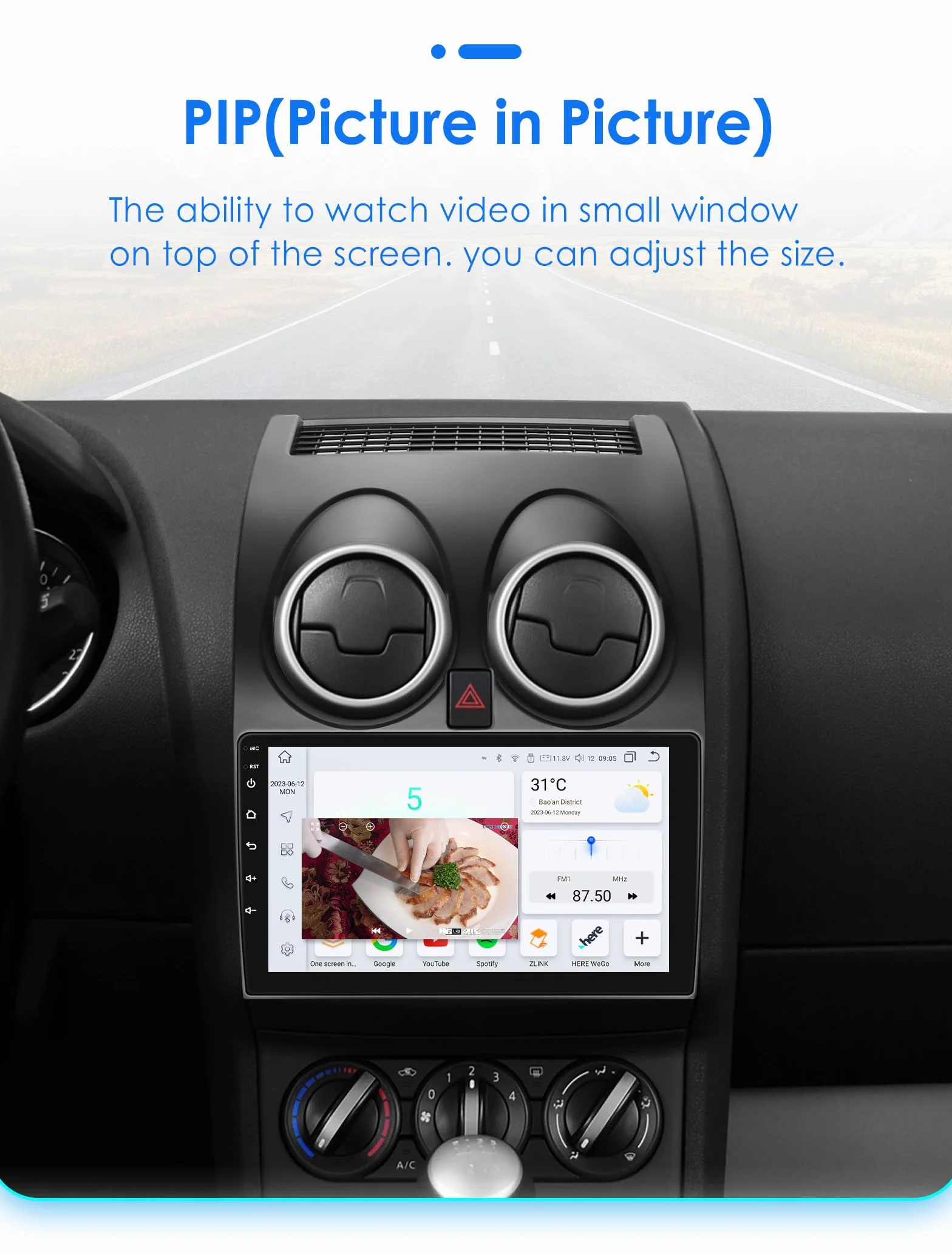 Ossuret Android 12 radio samochodowe stereo pasuje do Nissan Qashqai J10 (2006-2013), 6+64 GB nawigacji GPS z ekranem dotykowym QLED Carplay Bluetooth5.0 4G LTE SWC Wifi DSP RDS