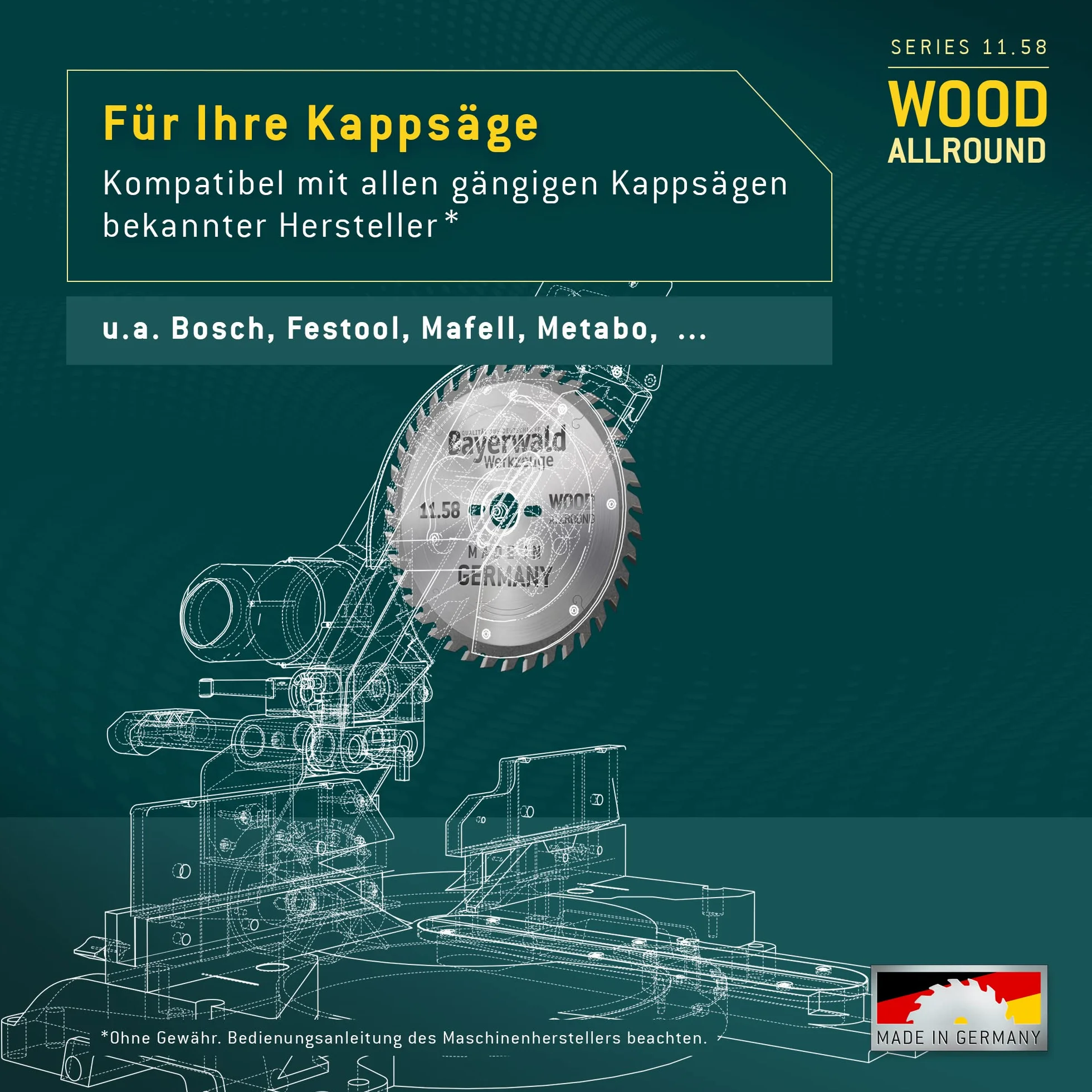 Bayerwald - HM brzeszczot do piły tarczowej do drewna - Ø 500 mm x 4,4 mm x 30 mm | WZ ujemny (60 zębów) | do pił ukośnych i ukośnych | otwory dodatkowe: 2/7/42 + 2/10/60