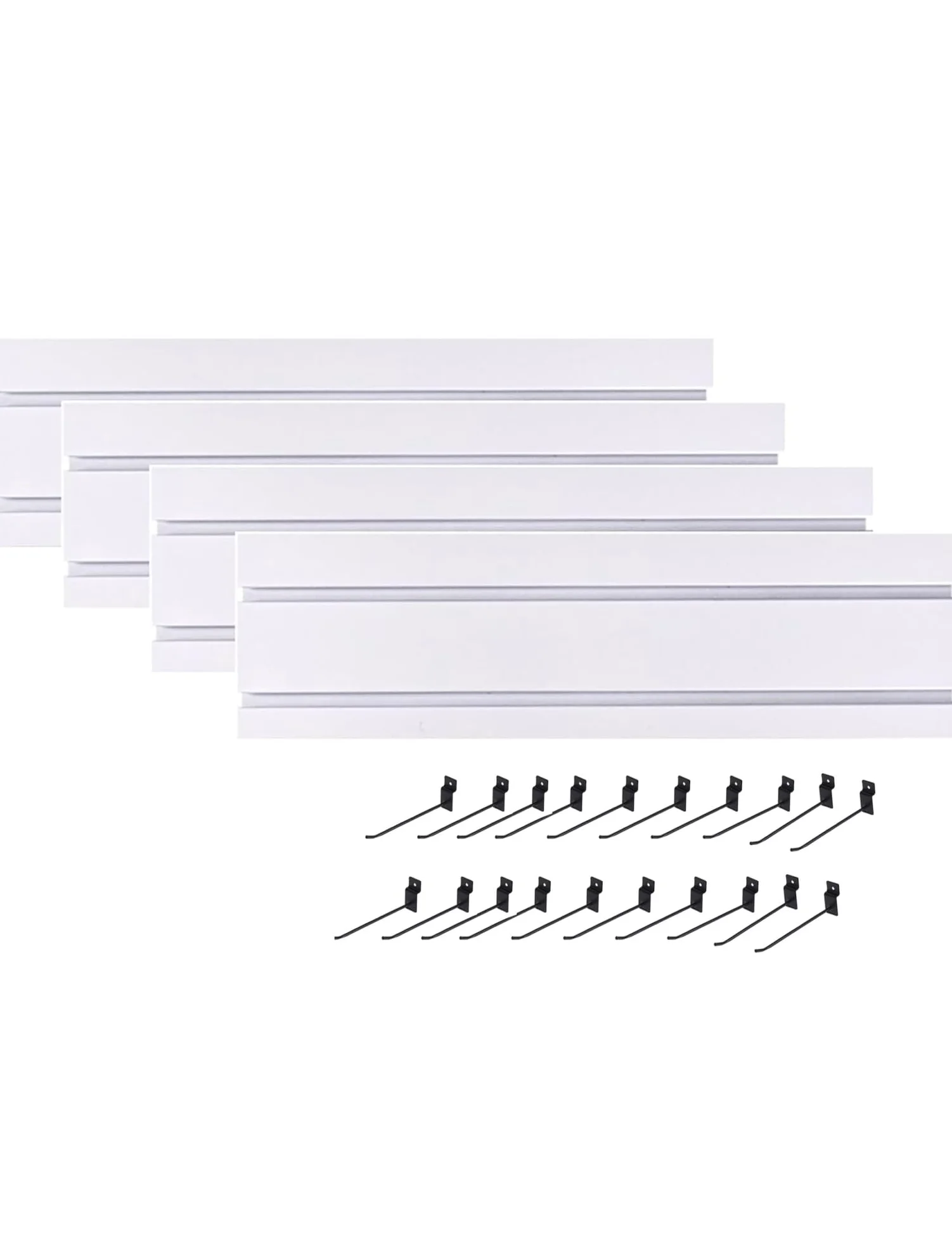 4-pak paneli Slatwall do garażu i przechowywania rękodzieła – montowany na ścianie stojak ścienny z 20 haczykami blokujący design beżowy (15,5 cm x 60 cm) do narzędzi i rzemiosła.