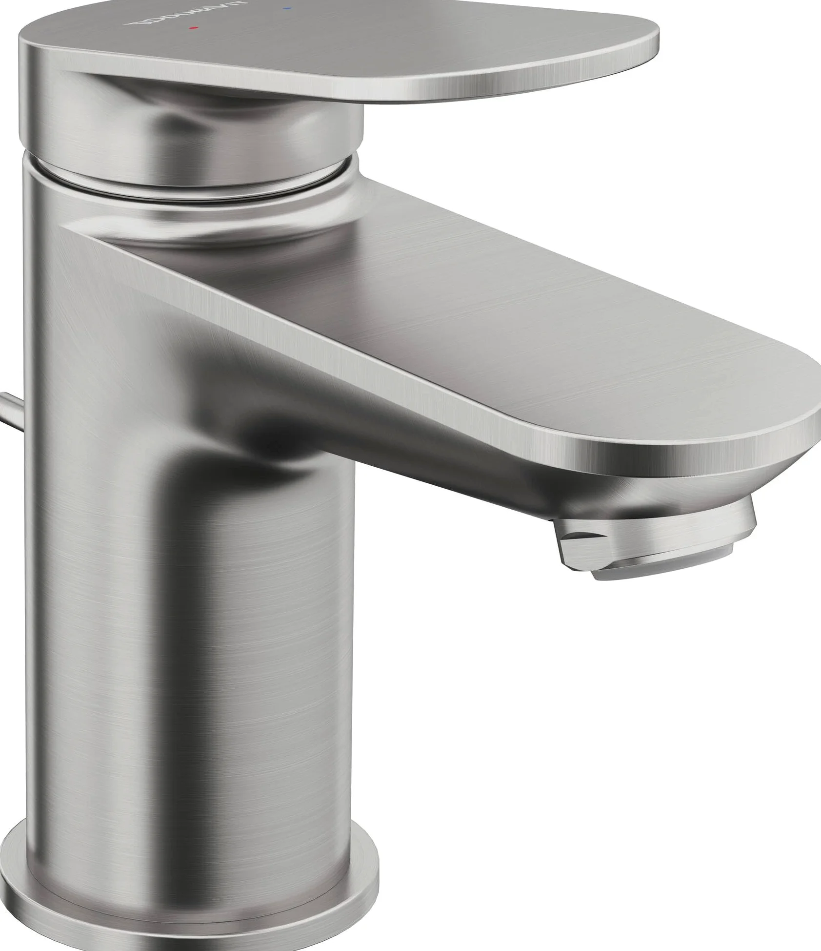Duravit Wave bateria umywalkowa, rozmiar S (wysokość wylotu 77 mm), kran łazienkowy z zestawem odpływowym z drążkiem pociągowym, armatura umywalkowa, stal nierdzewna szczotkowana