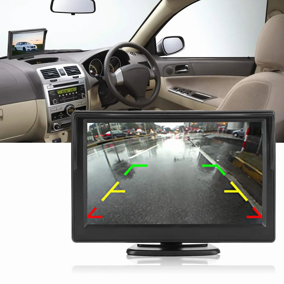 Samochodowy Monitor HD TFT LCD 5-calowy 2-kanałowy Odtwarzacz Wideo AV do Kamery Cofania