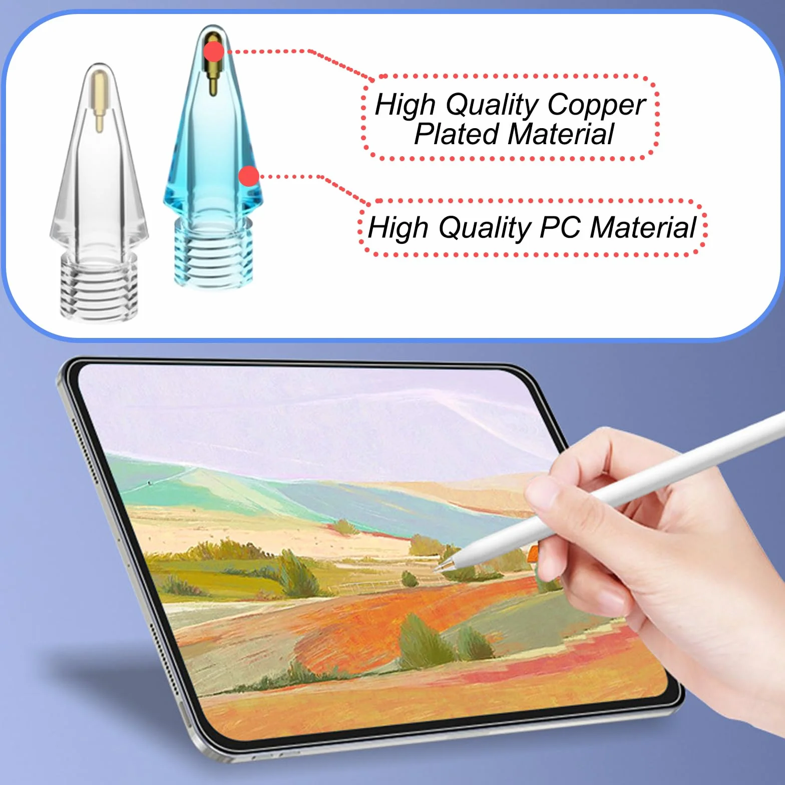 Metalowe i plastikowe końcówki do Apple Pencil 1. i 2. generacji - Zestaw 6 szt.