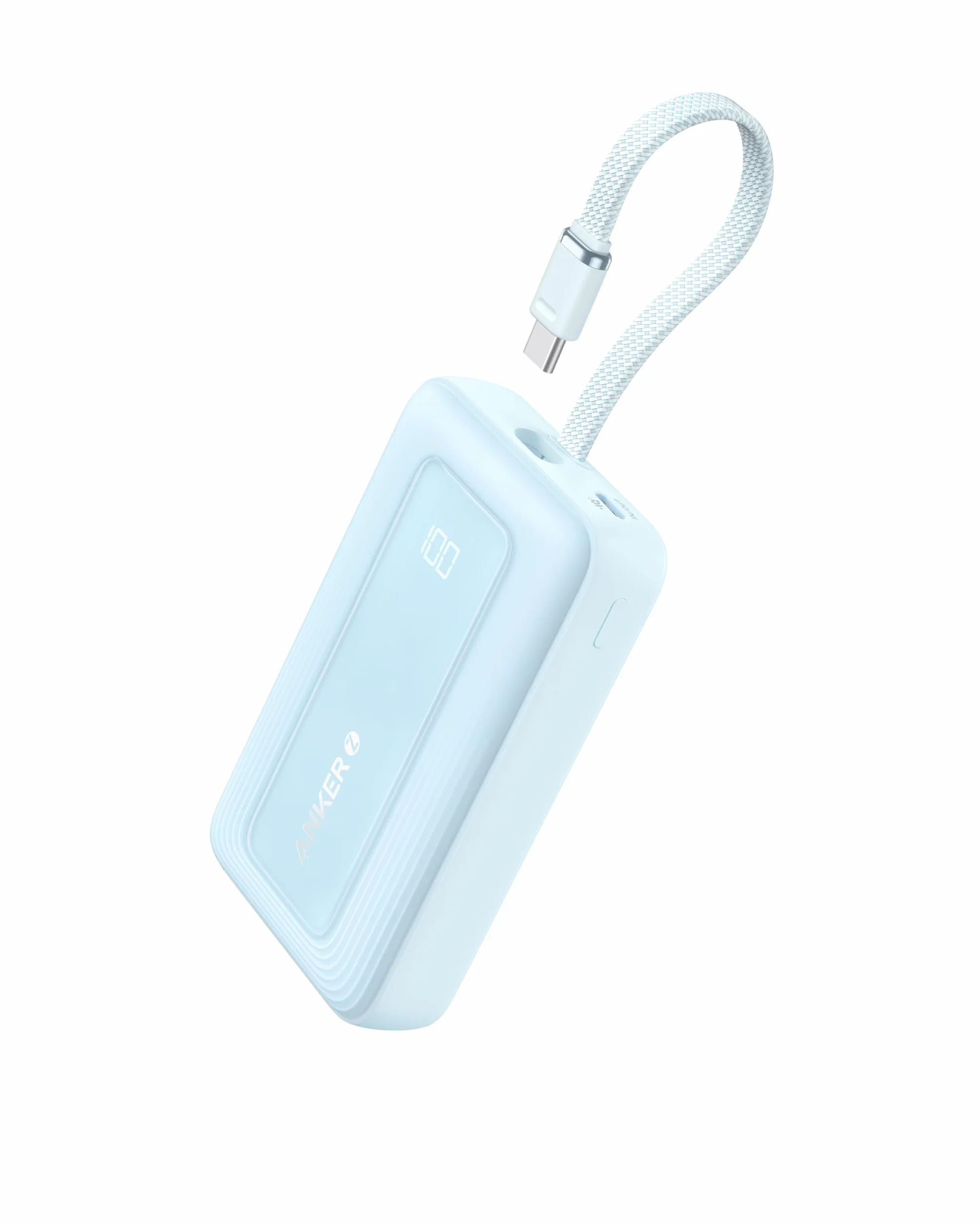 Powerbank Zolo firmy Anker, 20 000 mAh 30 W, szybka przenośna ładowarka z wbudowanym kablem USB-C, 1 USB-C, 1 USB-A, akumulator do iPhone'a 15/15 Pro/15 Pro Max/15 Plus, Galaxy i innych (niebieski)