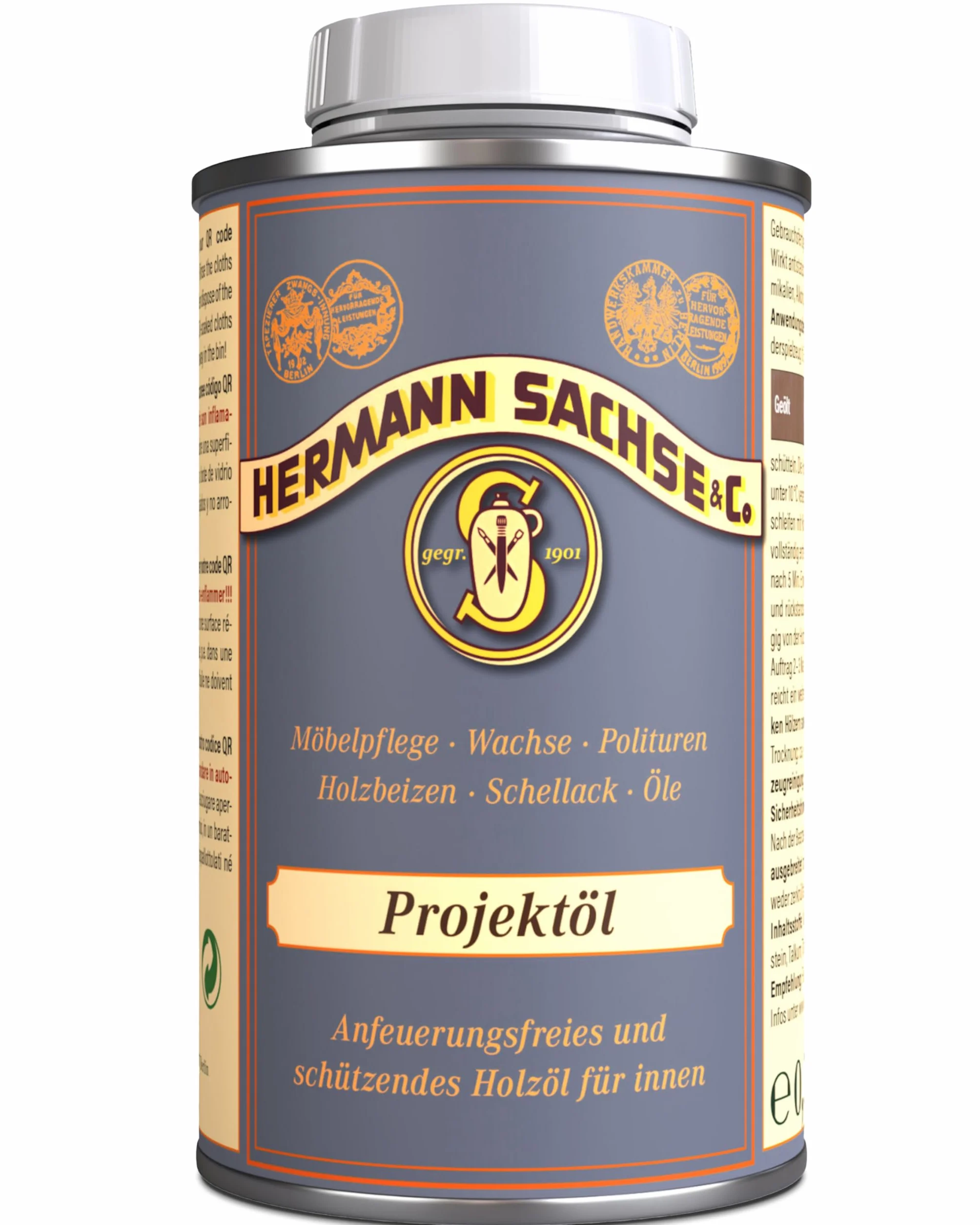Hermann Sachse Olej projektowy 500 ml – efekt surowego drewna olej do drewna dębowego, świerkowego i jasnego drewna – bez podpalania dla matowego stylu scandi – oddychający – zasięg ok. 12 m²