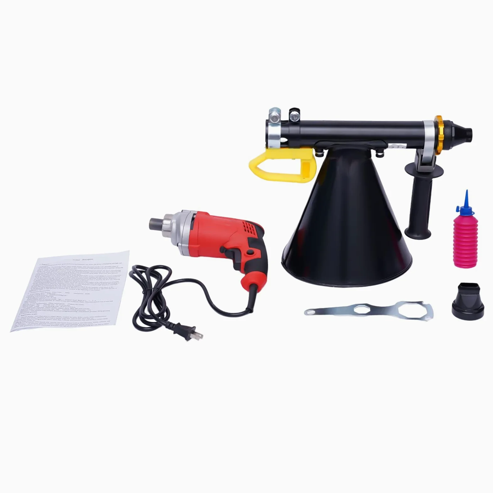 Elektryczny pistolet do fug, 700 W, profesjonalny pistolet do fug do zaprawy, ręczna pompa do betonu, strzykawka z 2 dyszami (płaska i okrągła), do fug zaprawy murarskiej 220 V