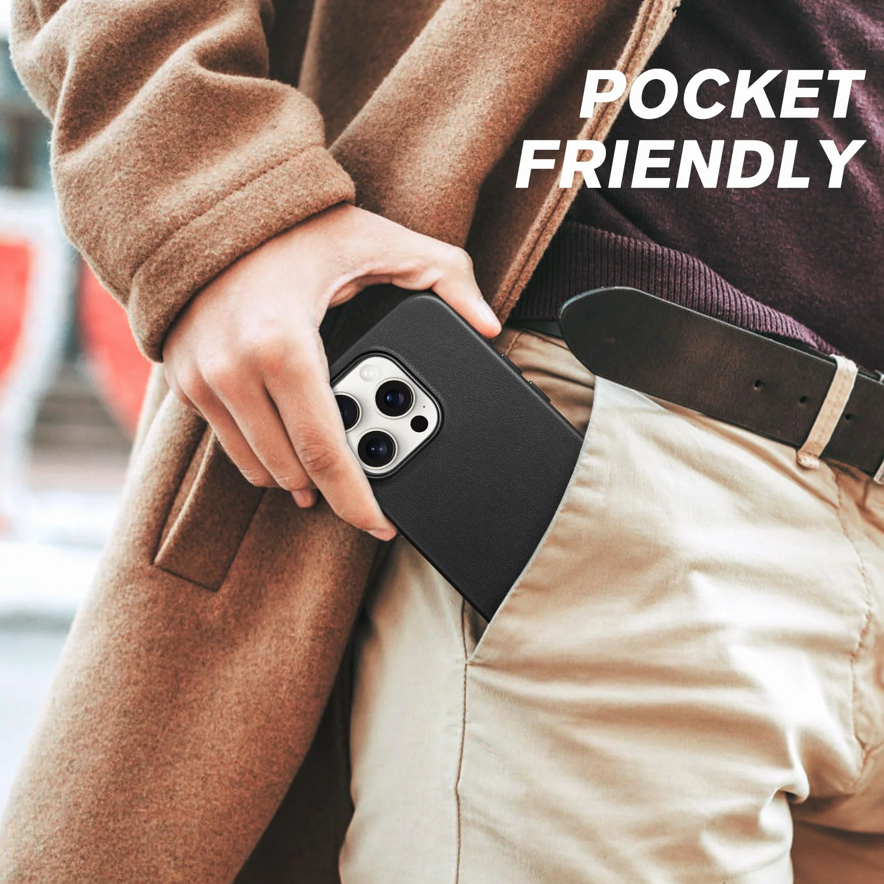 SHIELDON Etui iPhone 15 Pro 6,1" Prawdziwa Skóra Magnetyczne Slim Fit Antyzarysowania Ładowanie Bezprzewodowe Odporne na Wstrząsy Ochronne Czarny