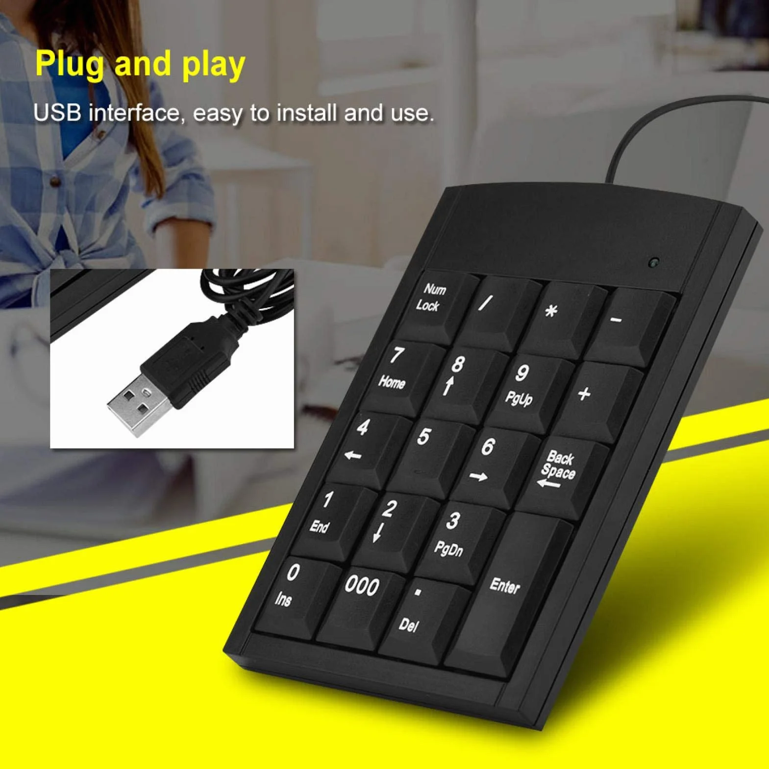 Wodoodporna Klawiatura Numeryczna USB 19 Mini Czarna