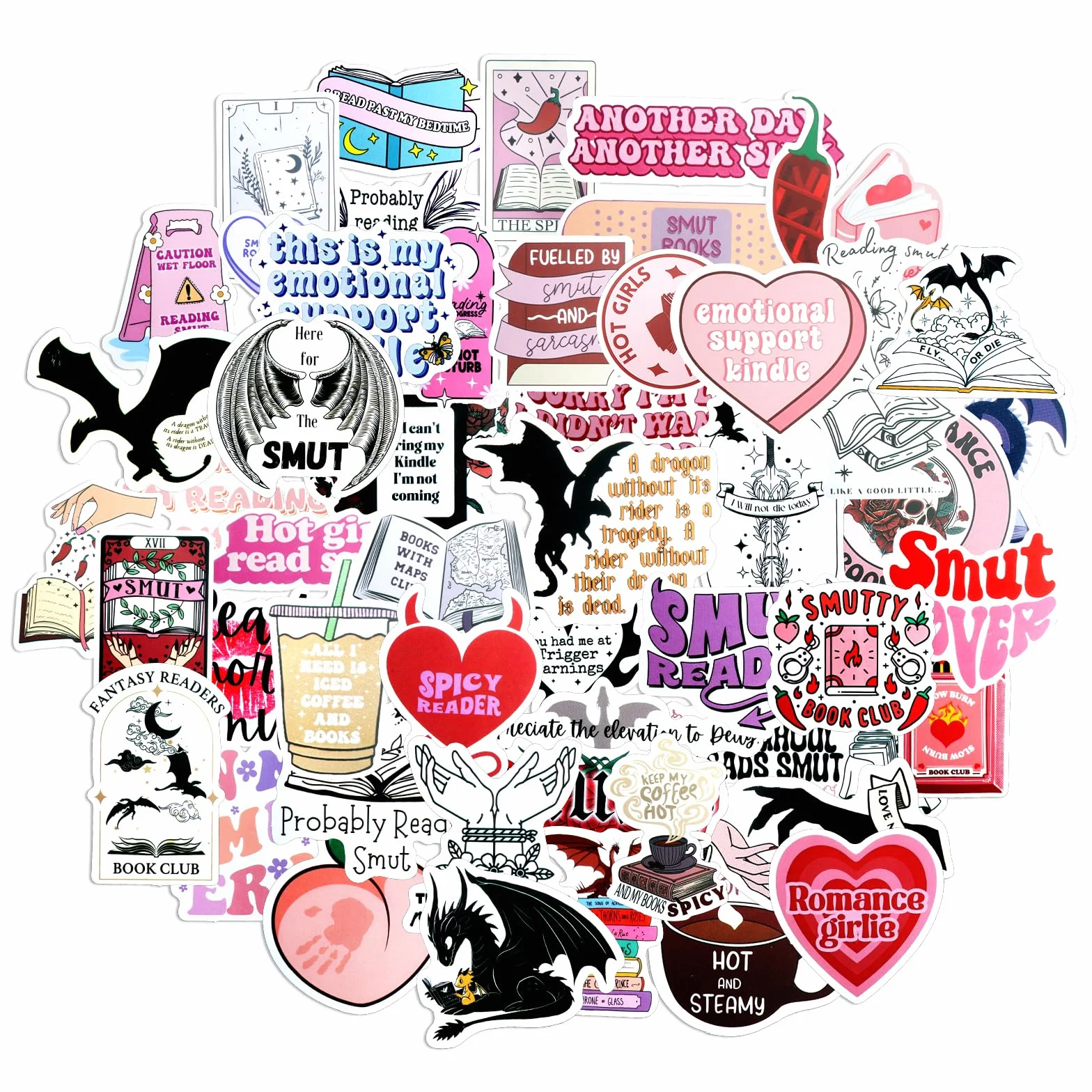 Aesthetic Bookish zestaw naklejek – 52 sztuki naklejek Kawaii na książki, laptopy, Kindle, notatniki, telefony komórkowe – wodoodporne naklejki dla dziewcząt i kobiet, pomysł na prezent dla miłośników