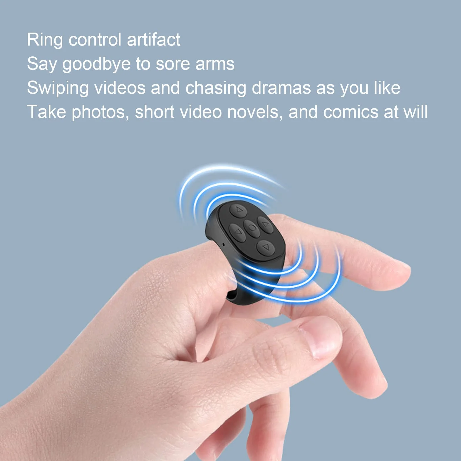Pilot Zdalnego Sterowania Bluetooth Bezprzewodowy Przewijanie Strony dla iOS Android Czarny