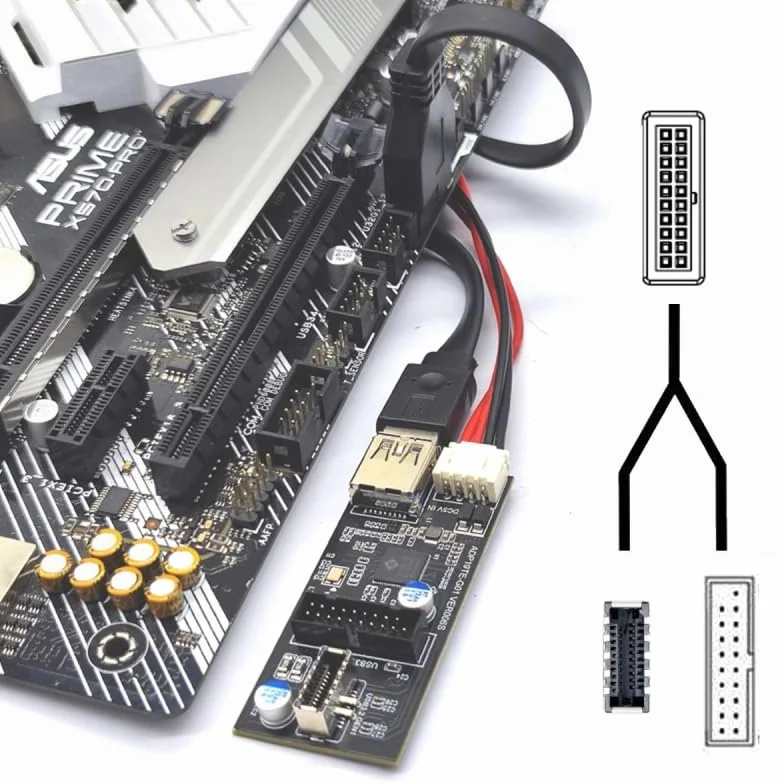 CY Karta Header USB 3.0 20Pin Type-E Adapter Rozdzielacz HUB 5 Gb/s