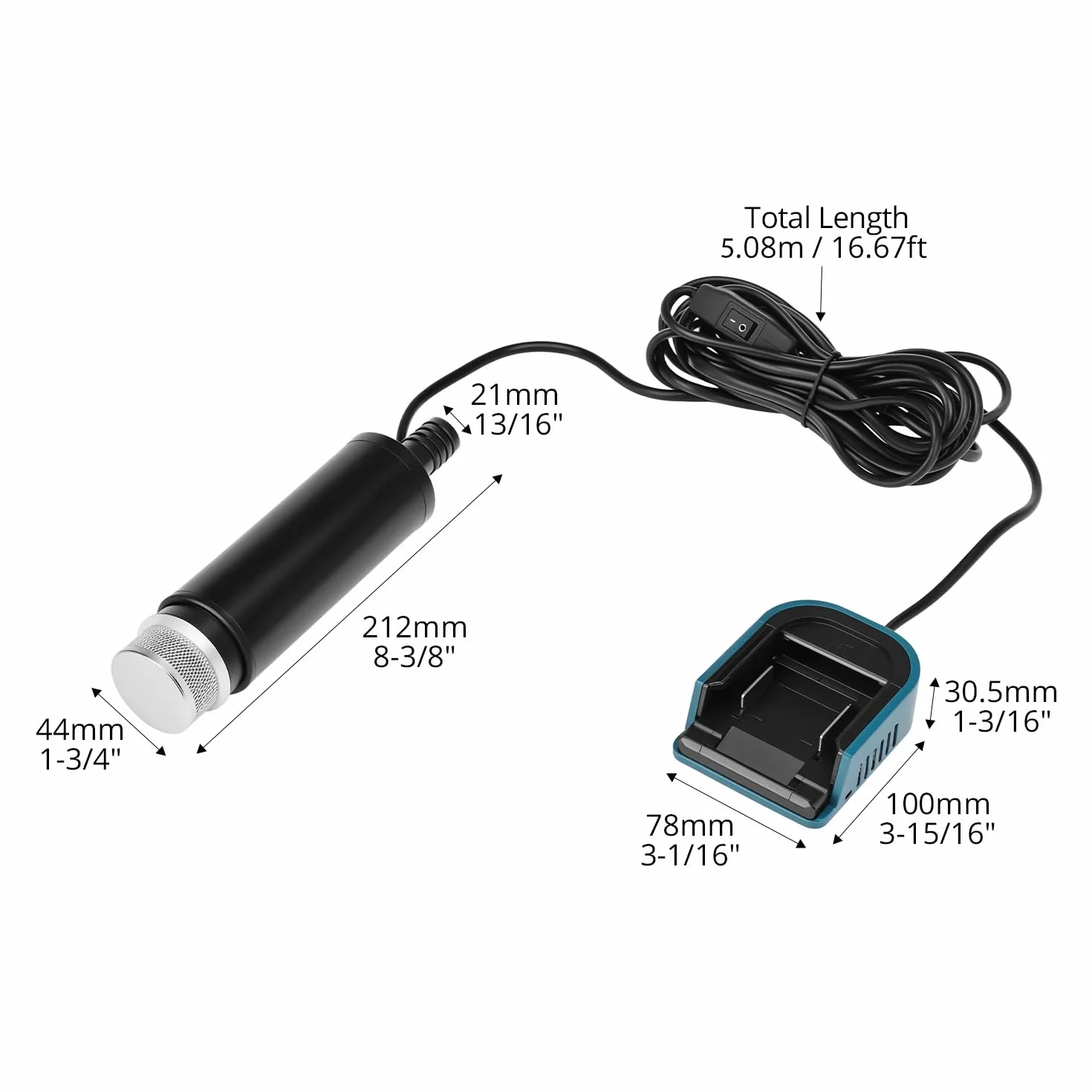QWORK Bateria pompy wodnej, pompa głębinowa 120 W z przewodem 5M, kompatybilna z akumulatorem Makita 18 V (bateria nie jest dołączona)