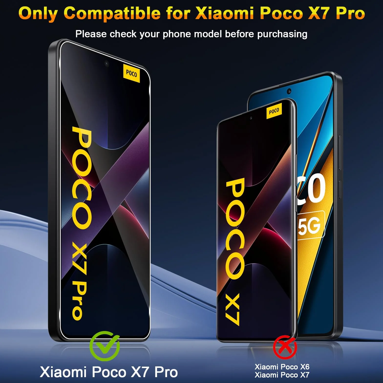QULLOO Ochraniacz ekranu do Xiaomi Poco X7 Pro 5G, szkło hartowane 9H, zestaw 3 sztuk