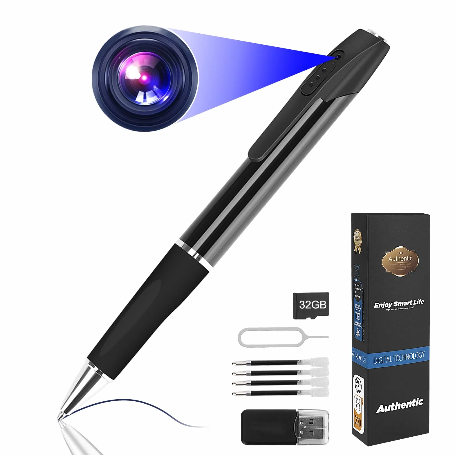 Mini kamera monitoringowa 1080p 32 GB kamera długopisowa do domu biura