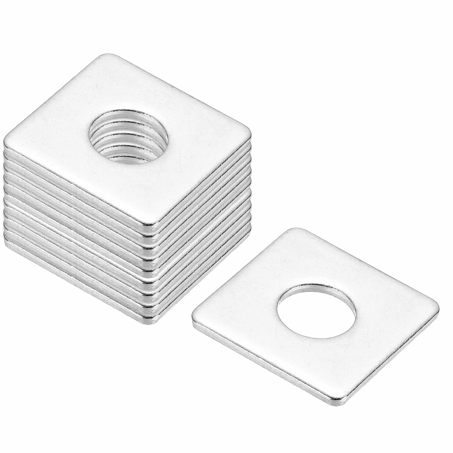 PATIKIL Kwadratowe podkładki M10 x 25 x 2 mm, 24 sztuki, kwadratowe podkładki pod płytki, kwadratowa podkładka podporowa, płyta łożyskowa, stal nierdzewna 304, uszczelka na śruby