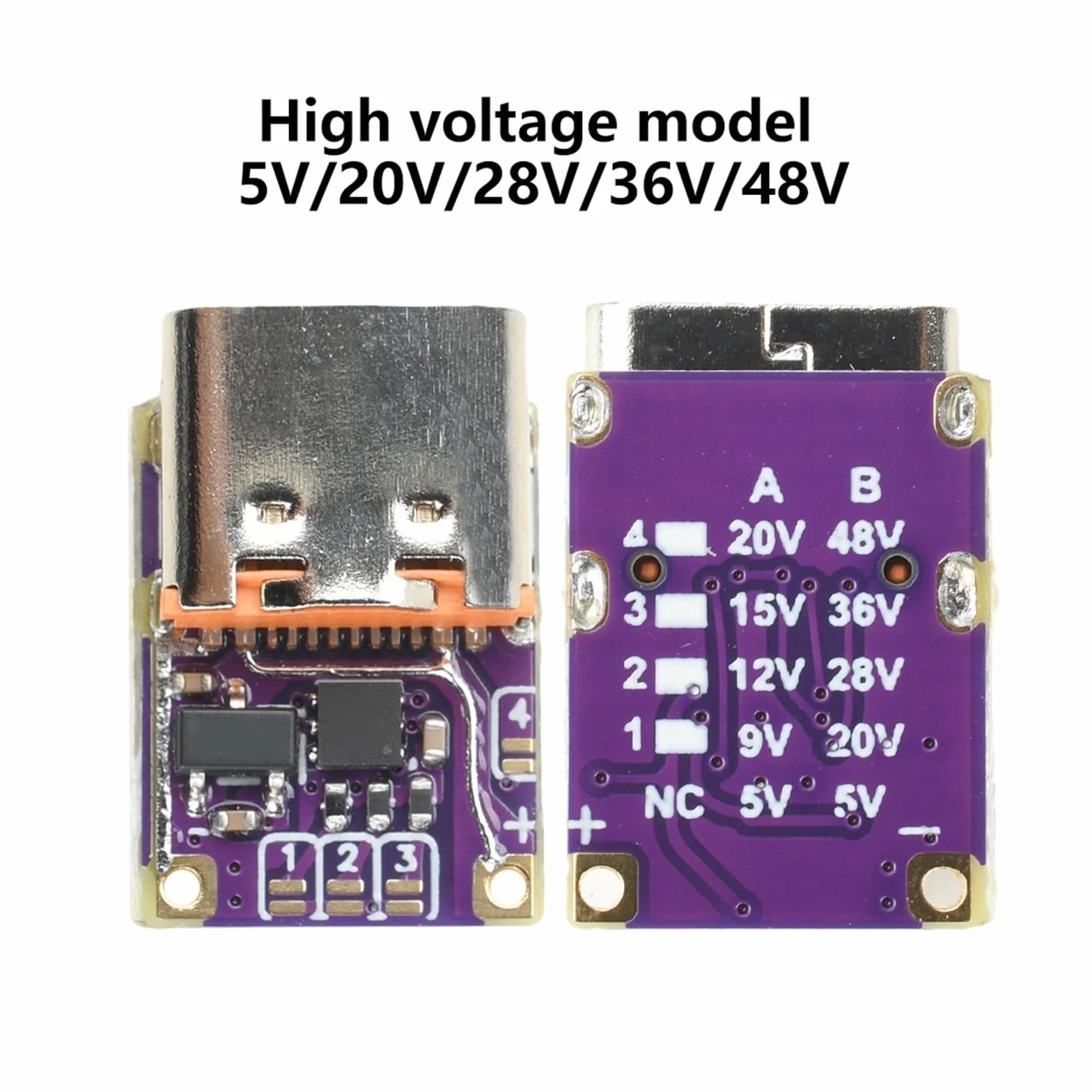 PD3.1/QC3.0 Decoy Module USB-C 5-48 V 5 A Fixed Output Board for DIY Power Supply Tester (High Voltage)