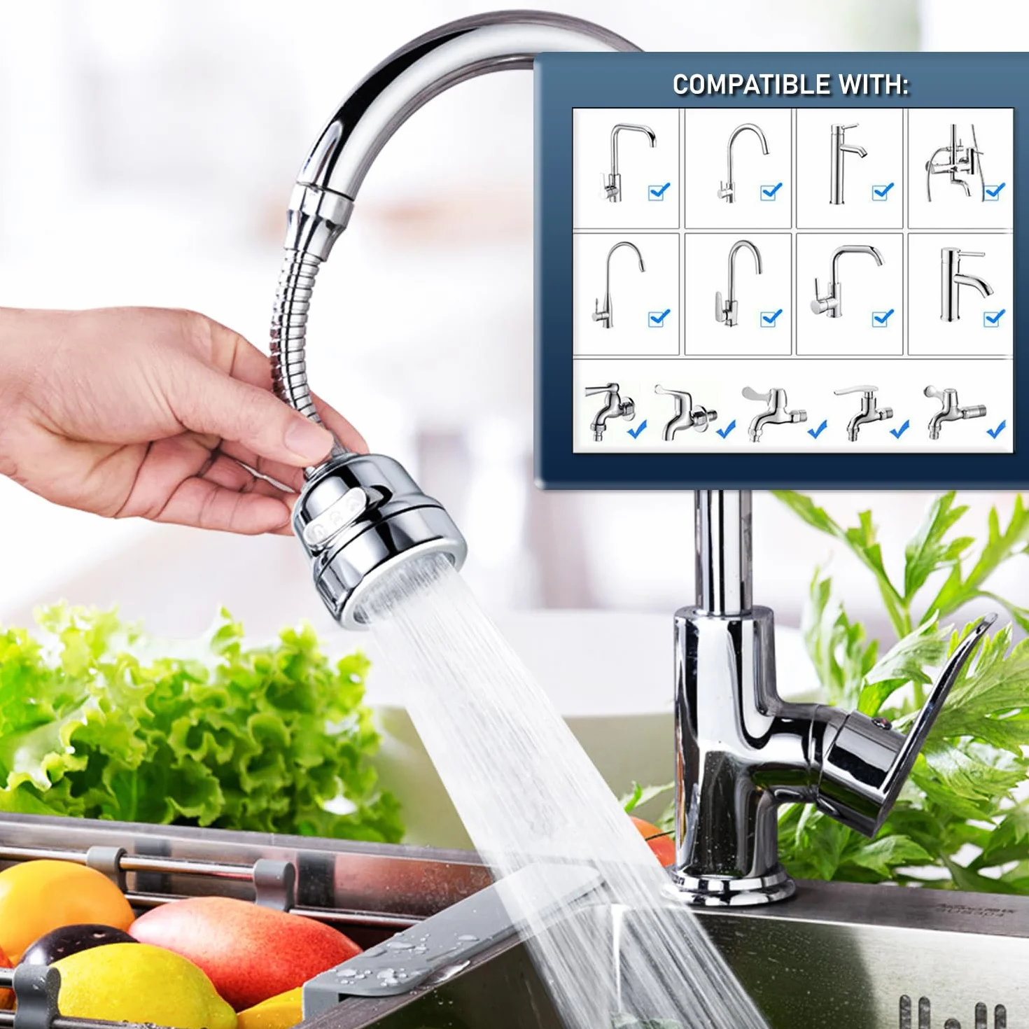 Aerator Bateria Kuchenna Uniwersalny 3 Rodzaje Wyloty Wody Z Wąż Ze Stali Nierdzewnej Elastyczny Aerator Do Kranu Dyfuzor Kran Kuchenny Aerator Kran