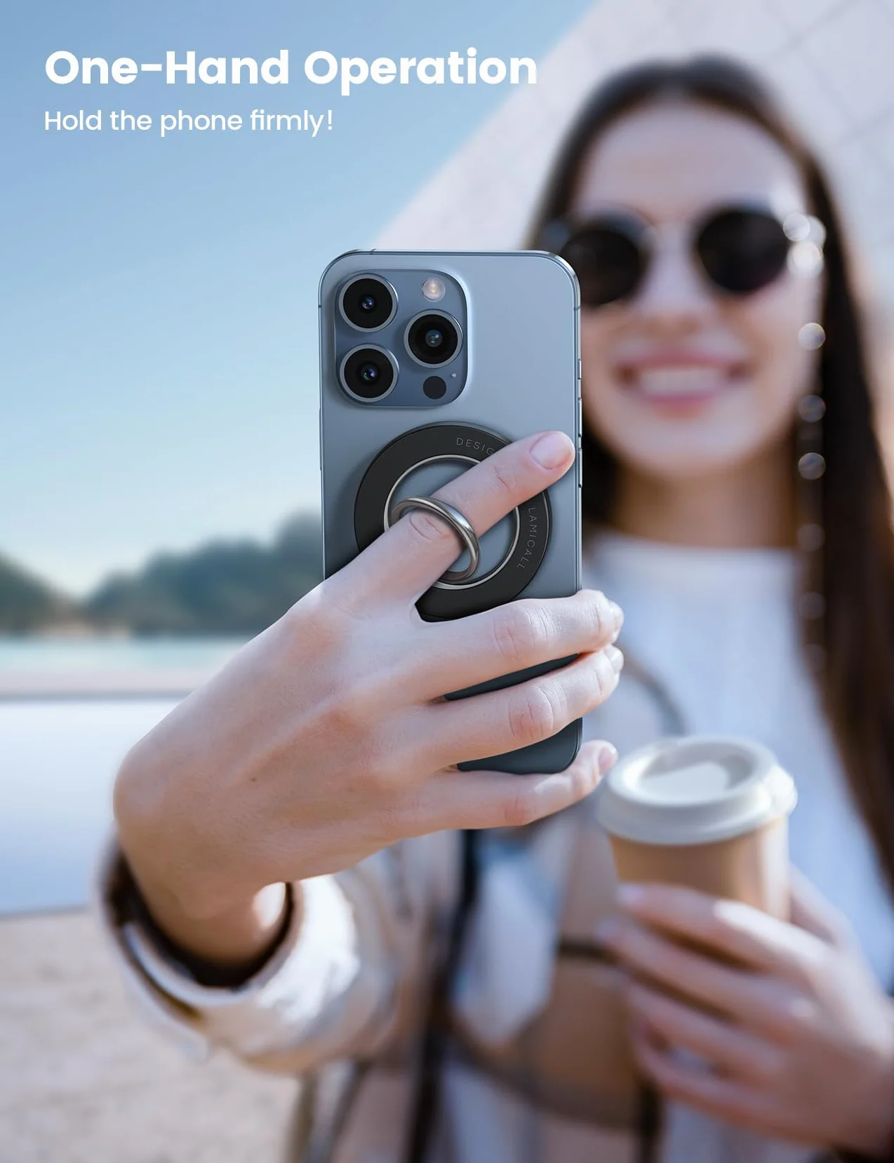Lamicall Magnetyczny Pierścień Uchwyt na Mag-Safe 360° dla iPhone 16 15 14 13 12 Seria Czarny
