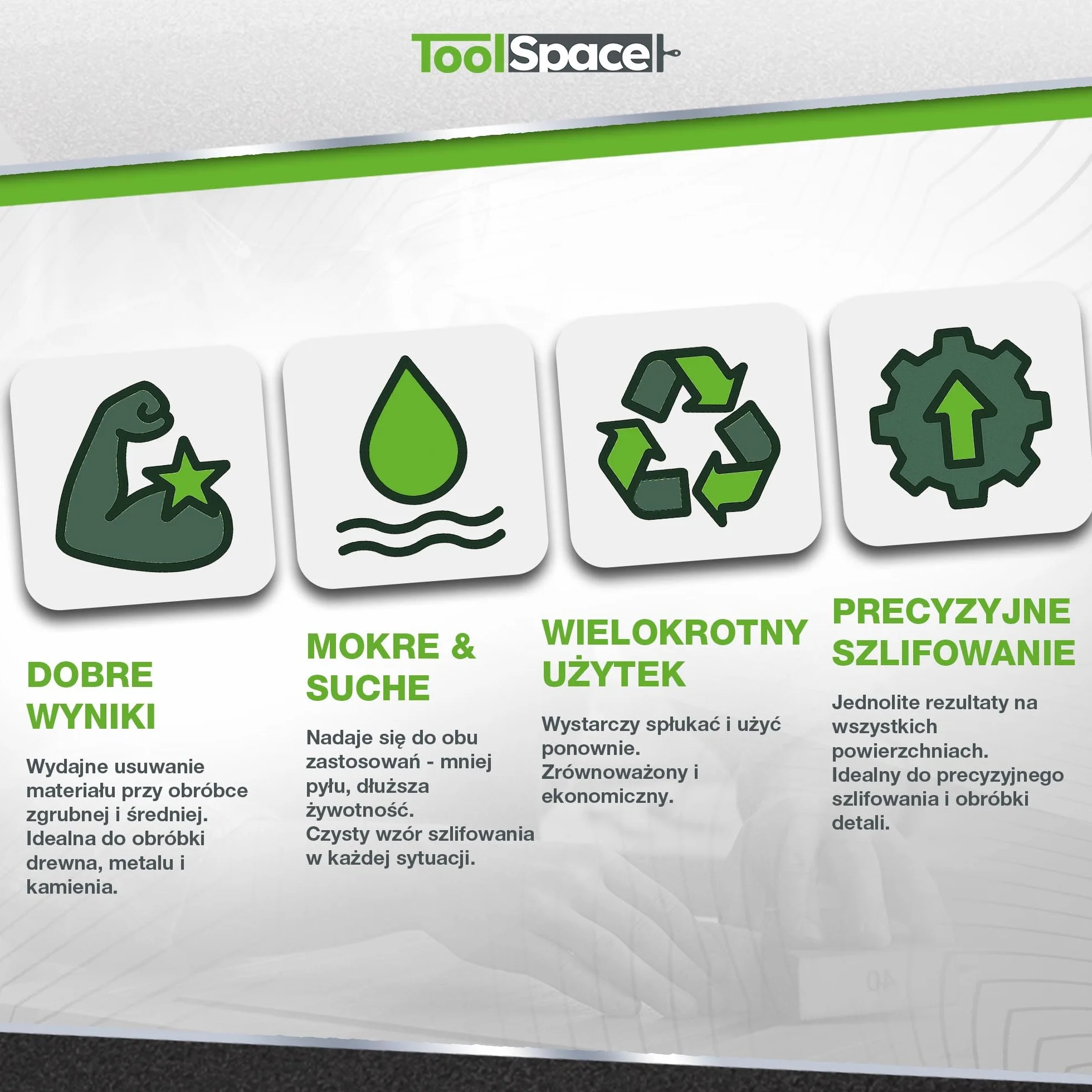 ToolSpace 6x Kostka ścierna Twarda gradacja 60 Gąbki Szlifierskie Set Gąbek Ściernych do Polerowania Ponowne Użycie Wysoka Trwałość Czyszczenia Wygładzenia Drewna Metalu Lakieru Tworzyw sztucznych