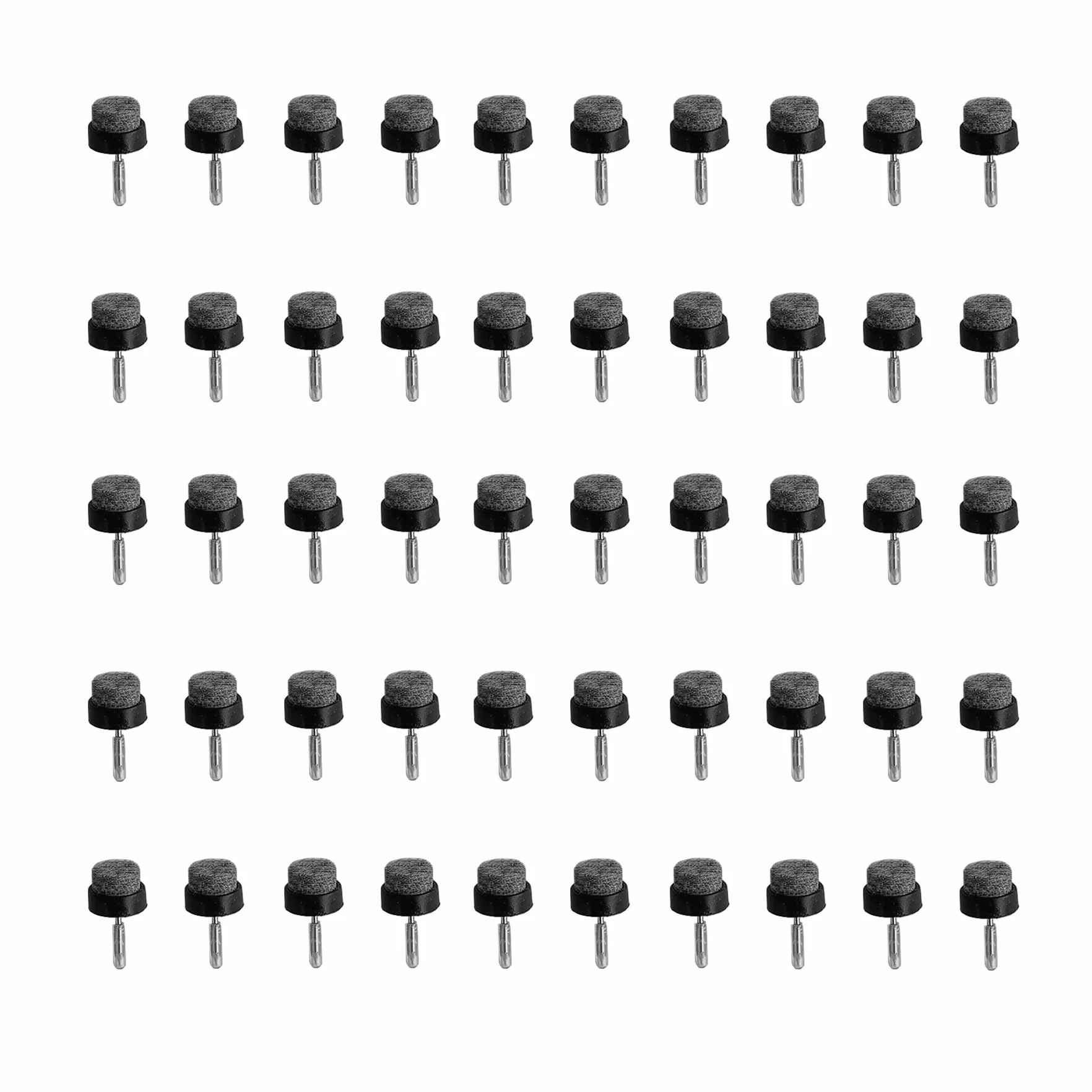 LIKERAINY Filcowe Suwaki Podkładki pod Maty Meblowe z Gwoździem Ø14x9mm Filcowe Podkładki Pod Stopy Ochraniacz Podłogi Krzesło Stół Noga Tłumienie Hałasu Czarny 50 Sztuk