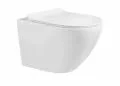 Wall-Hung Rimless Toilet with Tornado Flush, Includes White SLIM Soft Close Seat