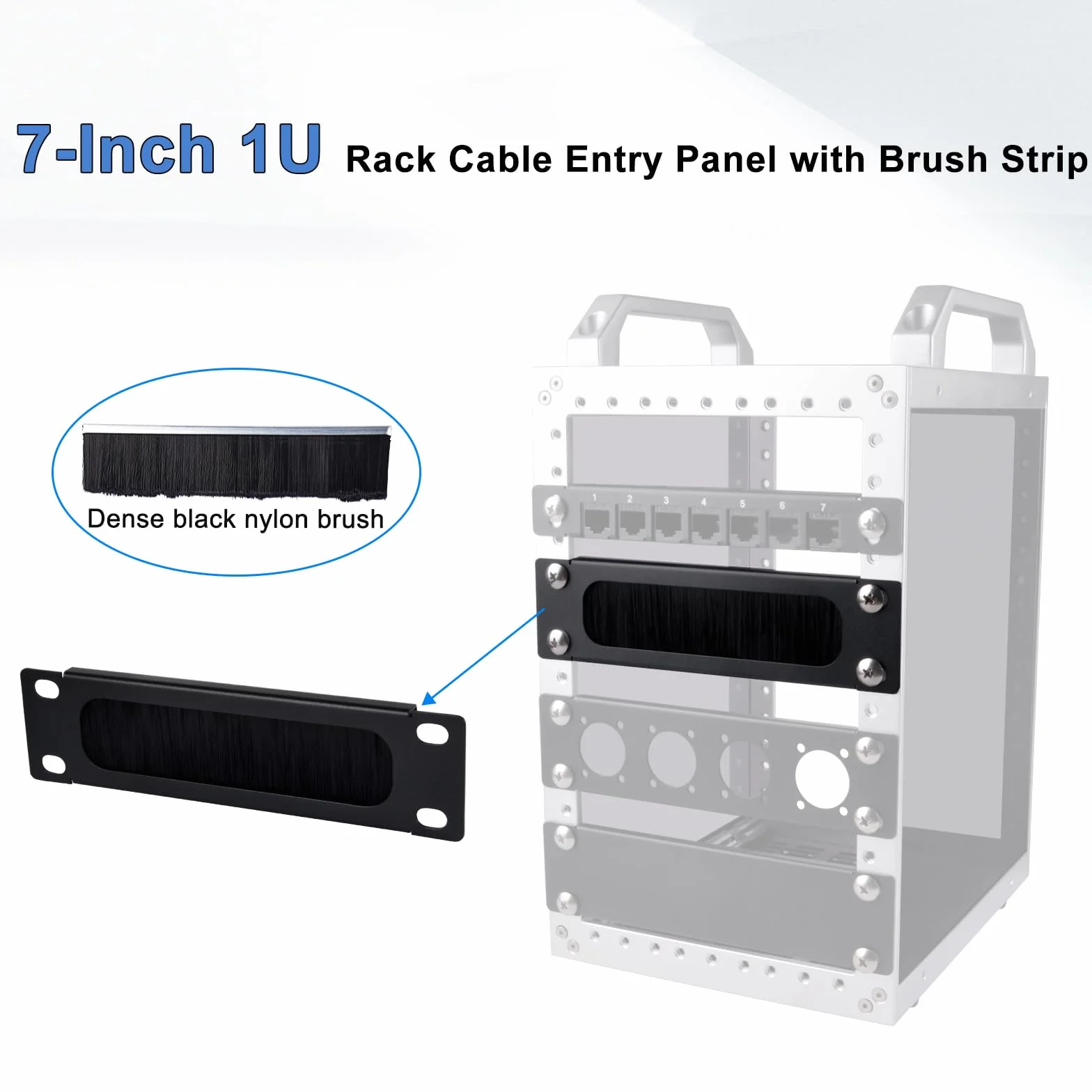 GeeekPi 17.8 cm 1U Szczotka Cable Manager Rack Mount Panel zarządzania kablami z listwą szczotkową do wejścia kablowego do szafy serwerowej DeskPi RackMate TT (1)