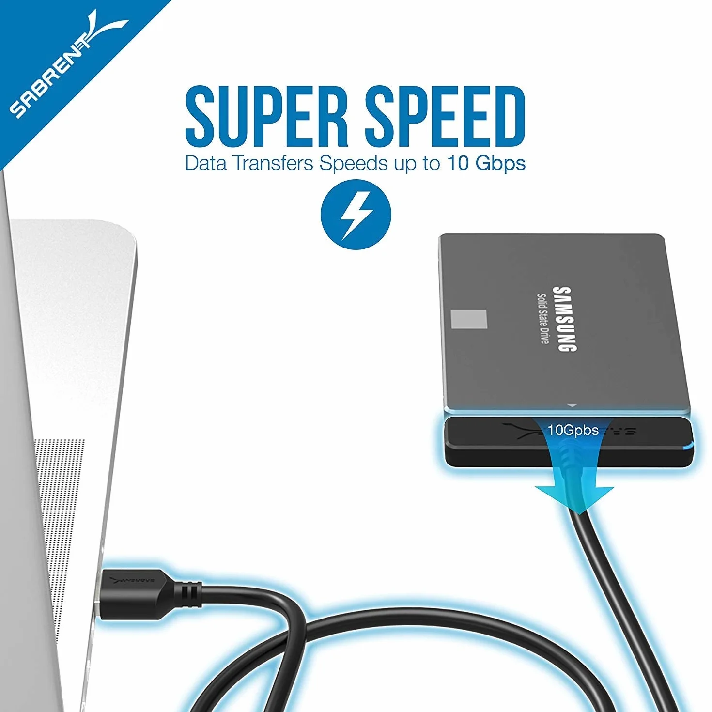 SABRENT szybki adapter dysku SSD USB-C 3.2 x 2, USB-C na SATA, 6.3 cm, konwerter kabli, obsługuje UASP SATA I II III, kompatybilny z wszystkimi 2,5 SAT