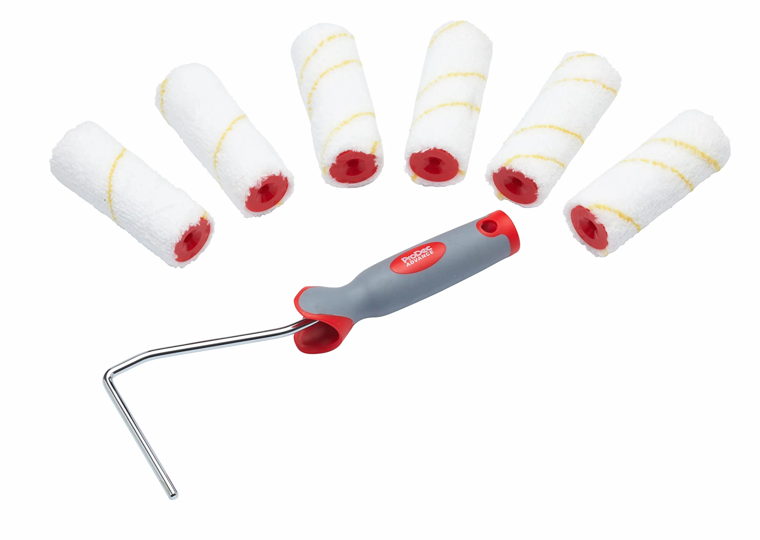 ProDec Advance 7-częściowy 4-calowy mini wałek malarski z mikrofibry z krótkim włosiem i ramką do gładkiego wykończenia emulsją, połyskiem, satyną, lakierem, bejcą na ścianach wewnętrznych