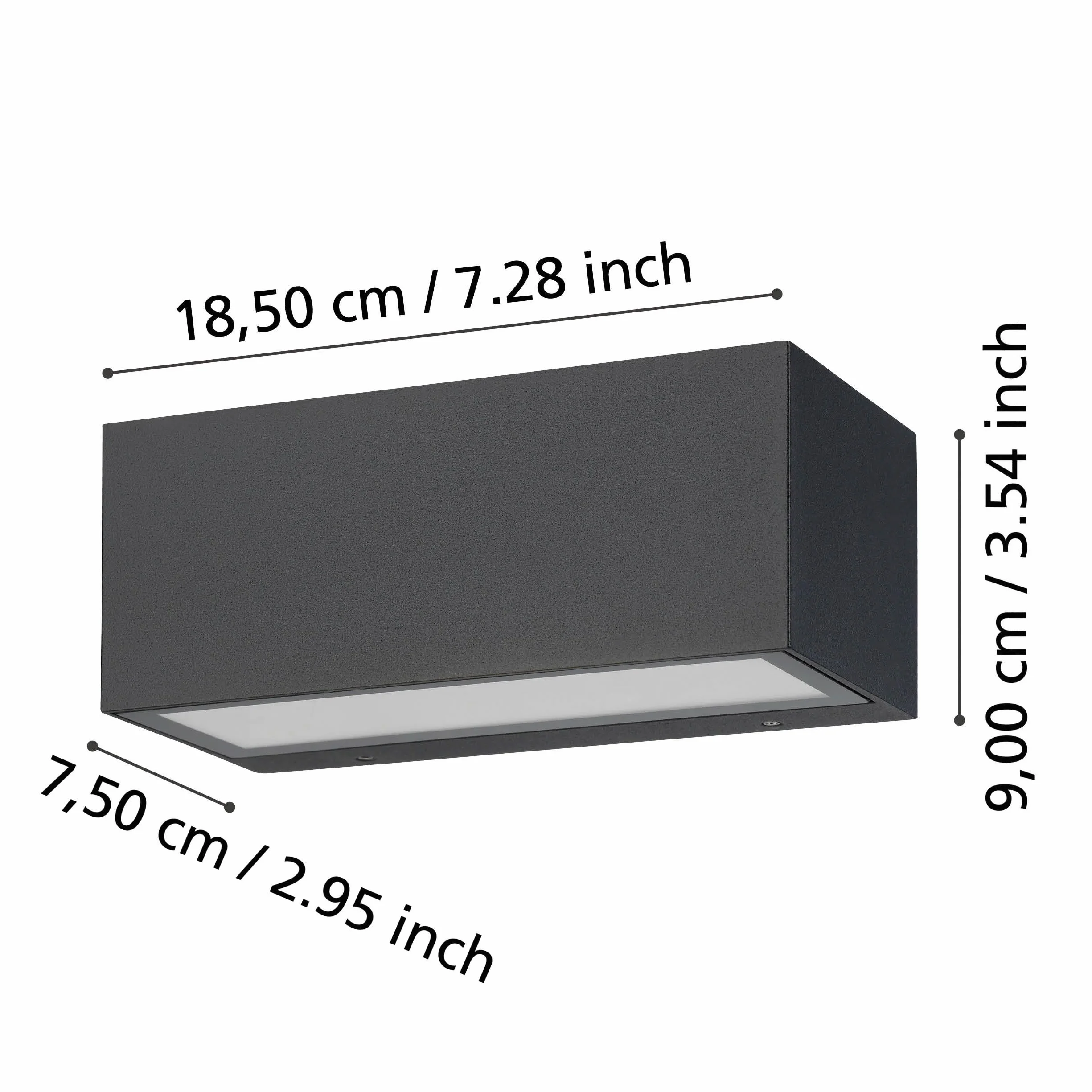 EGLO LED lampa ścienna Spongano, oświetlenie zewnętrzne, kinkiet na ścianę | prostokątna lampa aluminiowa antracyt, szkło przezroczyste, ciepła biel, IP65