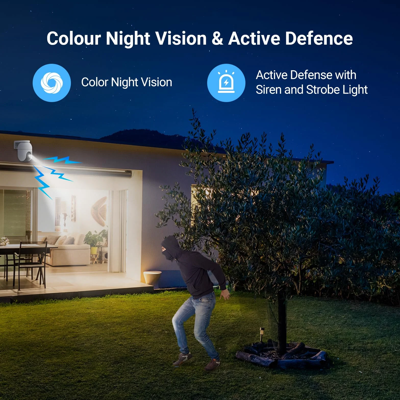 EZVIZ 2 SZTUK Kamera Nadzoru WiFi Zewnętrzna 360°, 1080P Kamera Bezpieczeństwa IP, Kolorowe noktowizory, Wykrywanie Ludzi AI, Auto Zoom śledzenie, Dwukierunkowy dźwięk, Syrena, Alexa/Google, C8c 2MP