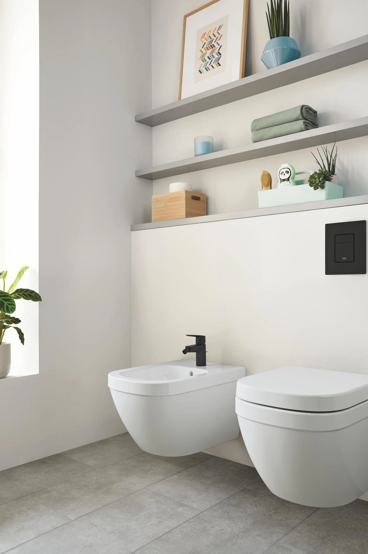GROHE Start QuickFix 325602432 mikser do bidetów z wyskakującym zestawem odpadów (przegub kulowy, oszczędzający wodę napowietrzacz 5,7 l/min, wkład ceramiczny 28 mm, ogony 3/20.3 cm, łatwy montaż za