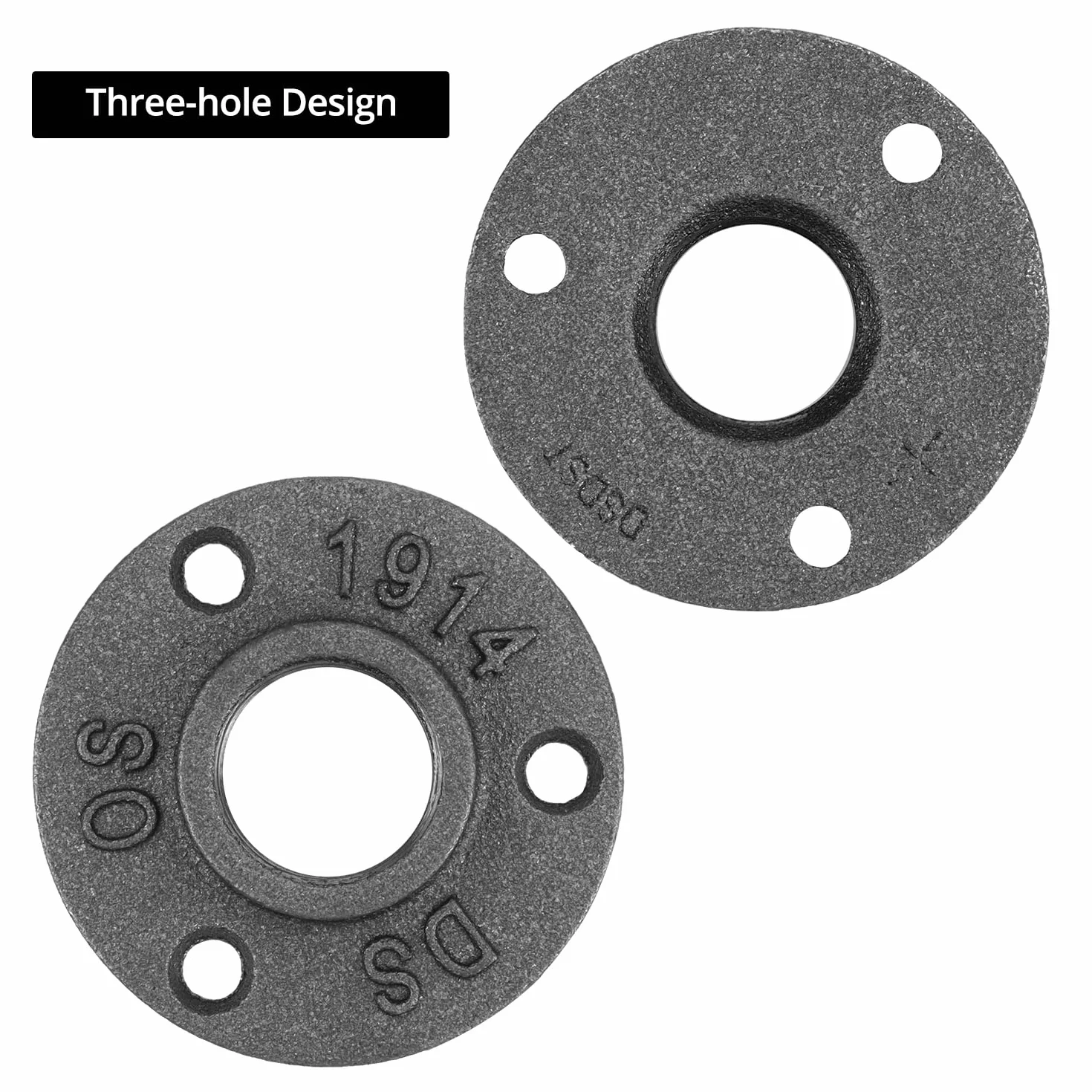 QWORK® 10 sztuk kołnierzy gwintowanych 3/4'' BSP z 3 otworami, z żeliwa ciągliwego, do samodzielnego wykonania, styl vintage, ze śrubami