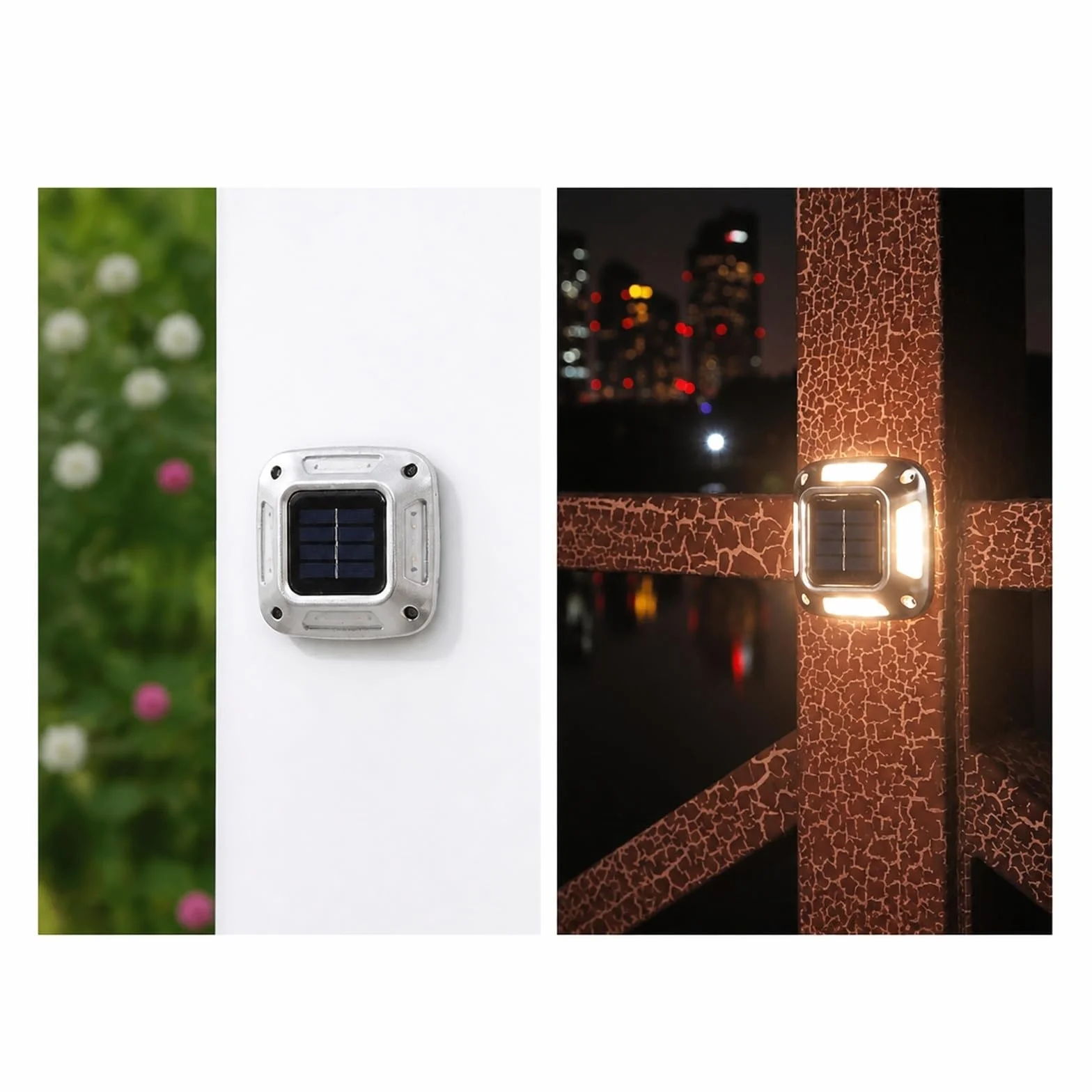 Lampy Solarne Naziemne, 4 Szt. Słoneczne Światła Dokowe 8 Diod LED Oświetlenie Podjazdu Na Zewnątrz do ścieżki tarasowej(Warm Light)