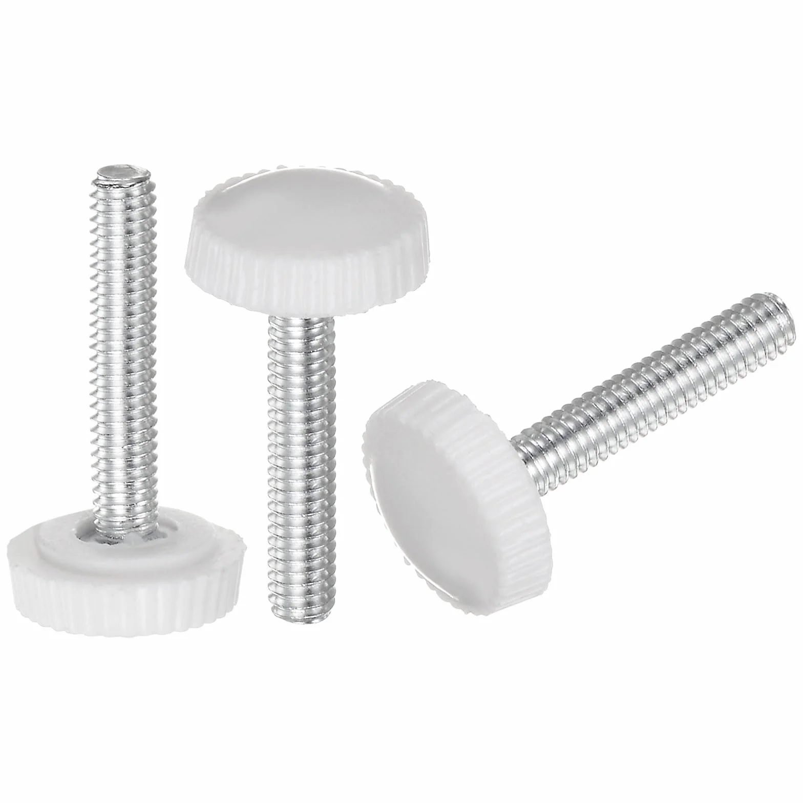 QUARKZMAN 20 sztuk gwintowanych guzików M4 x 30 mm z radełkowanym uchwytem, guziki zaciskowe do śrub kciukowych, uchwyt z tworzywa sztucznego, guziki ręczne z trzpieniem gwintowanym, białe