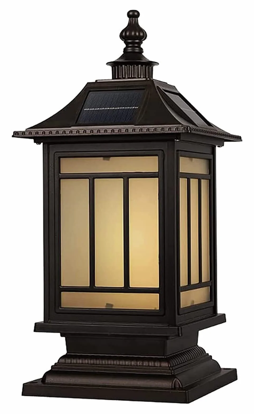 Oświetlenie Zewnętrzne Na Słupach Latarni, Oświetlenie Dziedzińca, Zewnętrzne Oświetlenie Solarne, Słupek Oświetleniowy, Lampa Ogrodowa, Lampa Słupkowa, Szklana Latarnia,(Wysokość: 49 Cm)