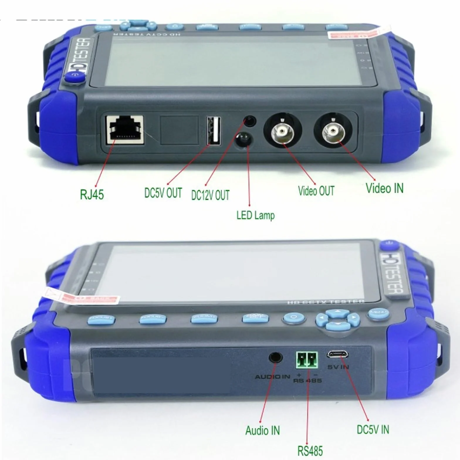 Tester CCTV, 5-calowy 4-w-1 tester CCTV 8mp | Z TVI CVI 8mp AHD tester kamery wideo, monitor AHD tester przenośny VGA PTZ kontroler do testowania kamer CCTV i IP.