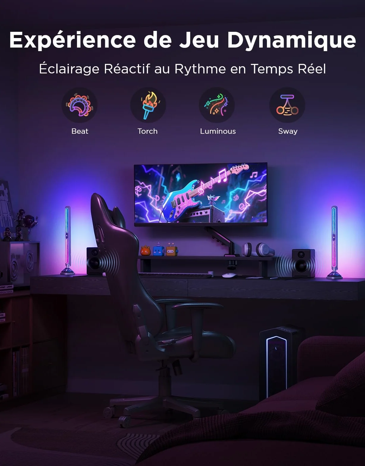 Govee Gaming Light Bars Pro, 16-calowe RGBIC LED z WiFi, 60+ trybów, synchronizacja muzyki, współpraca z Alexą i Google Home, idealne do gier i wystroju pokoju