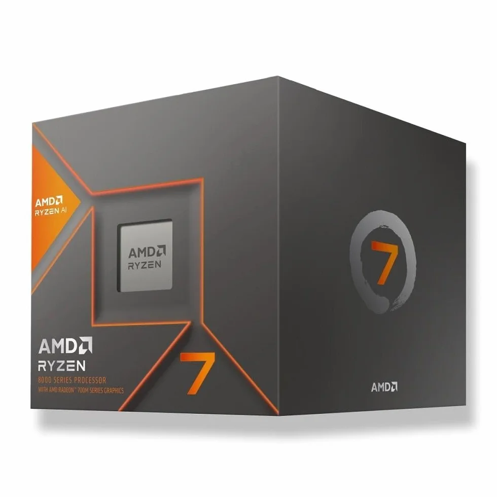 Procesor AMD Ryzen 7 8700G (zintegrowana grafika Radeon, Ryzen AI). 8 rdzeni / 16 wątków. TDP 65 W. Gniazdo AM5. Pamięć podręczna 24 MB. Częstotliwość Boost do 5,1 GHz. Z chłodzeniem Wraith Stealth.