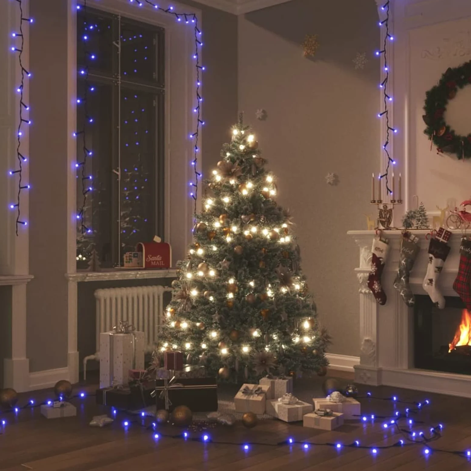 Taśma świetlna z 2000 niebieskimi diodami LED PVC 200 m, zewnętrzne lampki choinkowe, lampki do pomieszczeń, dekoracyjne światła do pokoju, dekoracje świąteczne do domu, wróżki